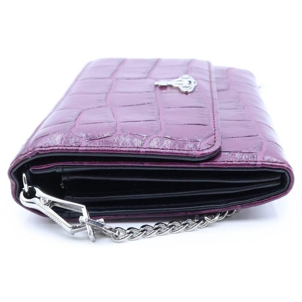 Vivienne Westwood(ヴィヴィアンウエストウッド) JOSEPHINE CROSSBODY WALLET ジョセフィーヌ オリーヴロゴ クロスボディ クロコ型押し レザーチェーンウォレットバッグ パープル レディース