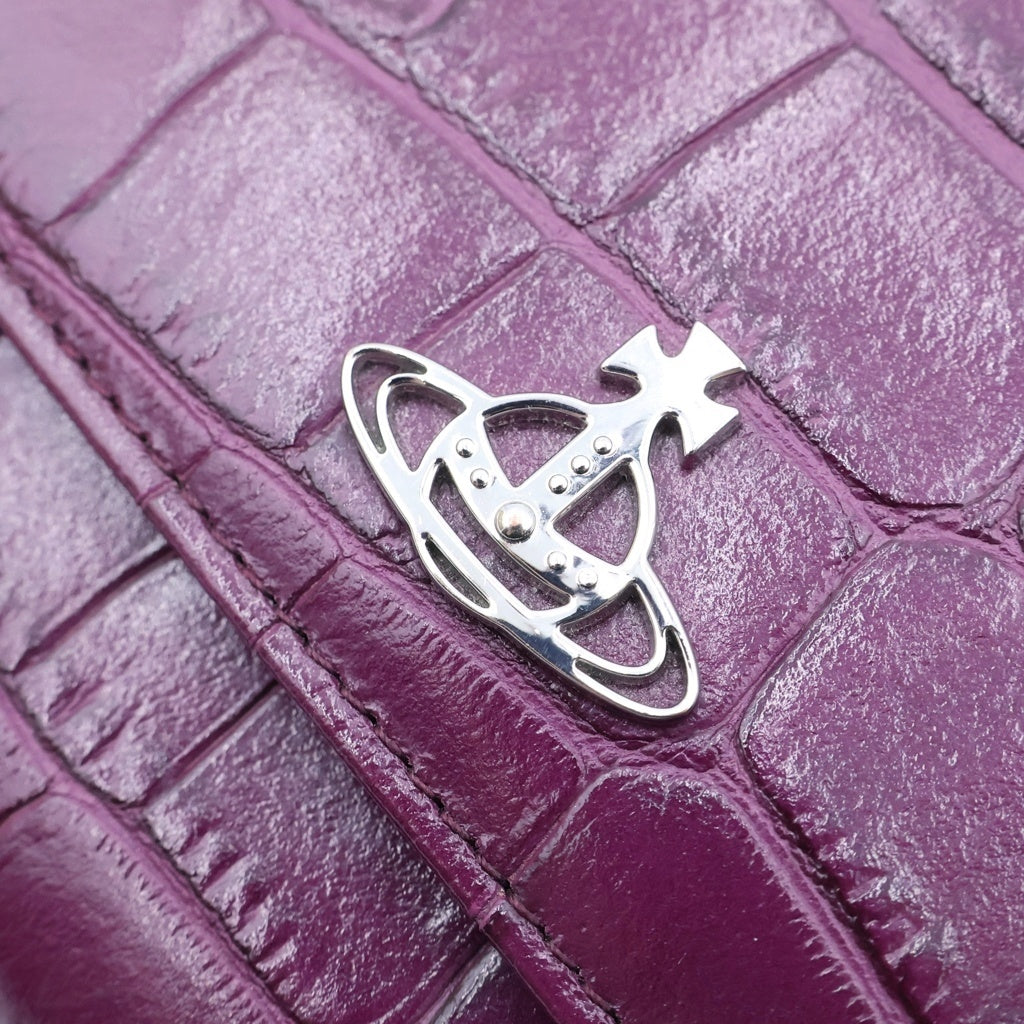 Vivienne Westwood(ヴィヴィアンウエストウッド) JOSEPHINE CROSSBODY WALLET ジョセフィーヌ オリーヴロゴ クロスボディ クロコ型押し レザーチェーンウォレットバッグ パープル レディース
