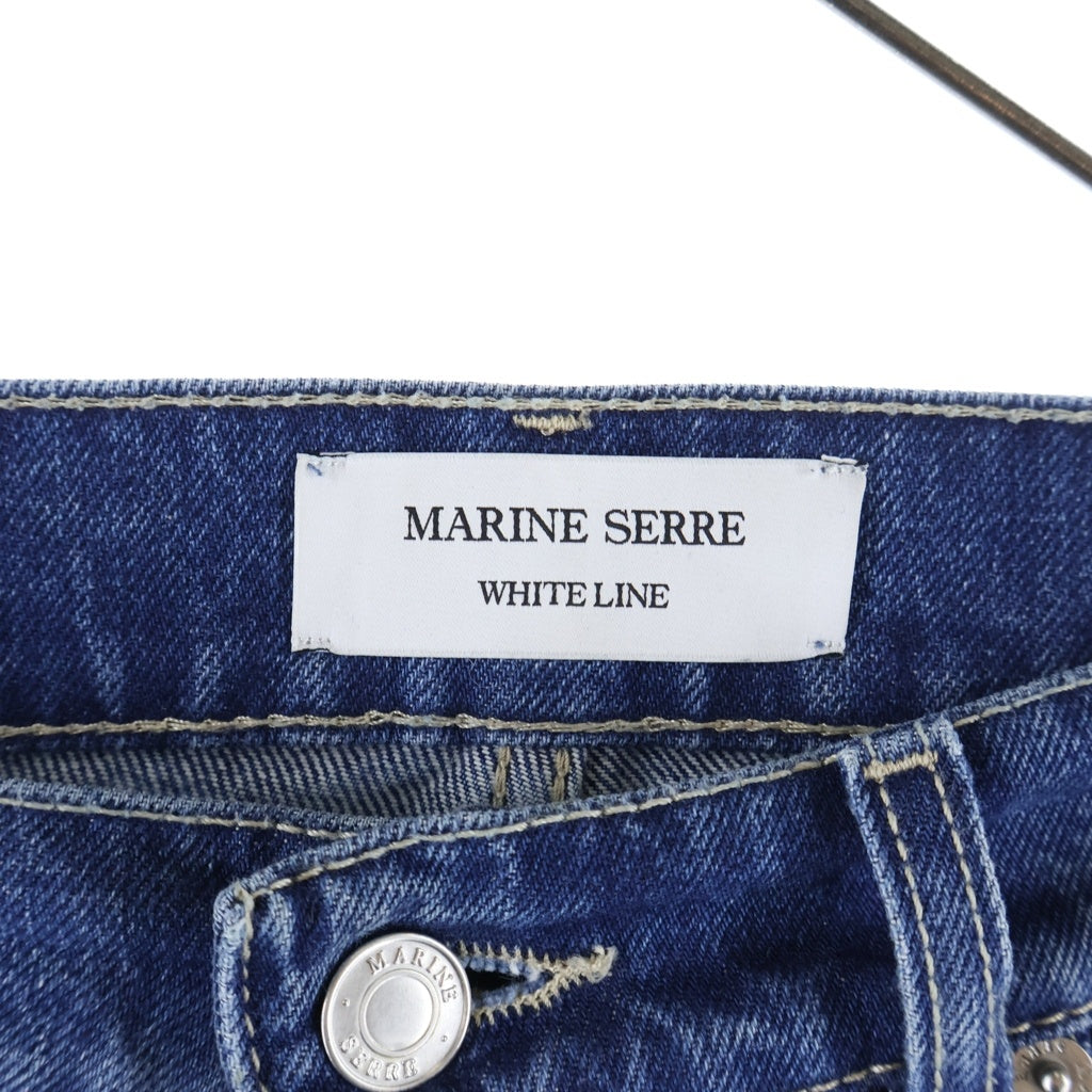 MARINE SERRE(マリーン セル) パッチワーク ロゴ総柄 デニムパンツ ジーンズ インディゴ