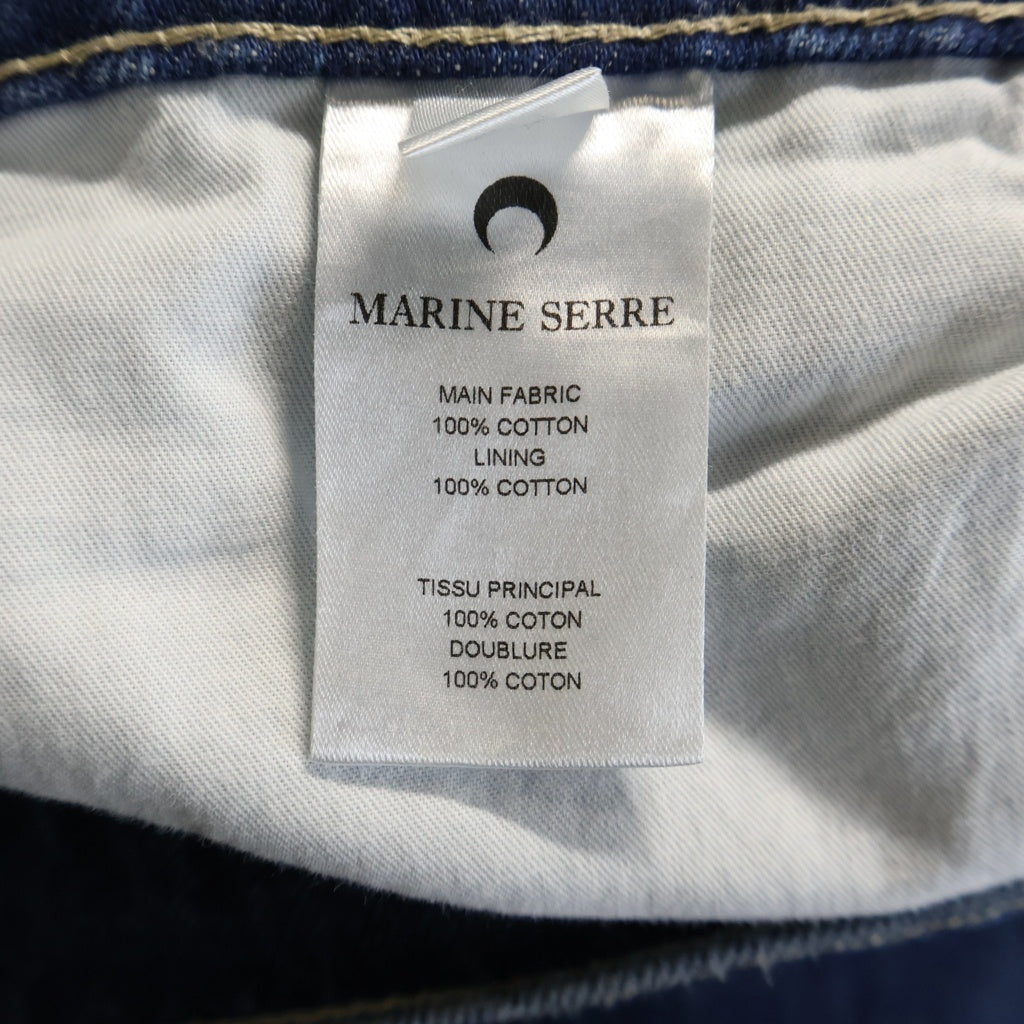 MARINE SERRE(マリーン セル) パッチワーク ロゴ総柄 デニムパンツ ジーンズ インディゴ