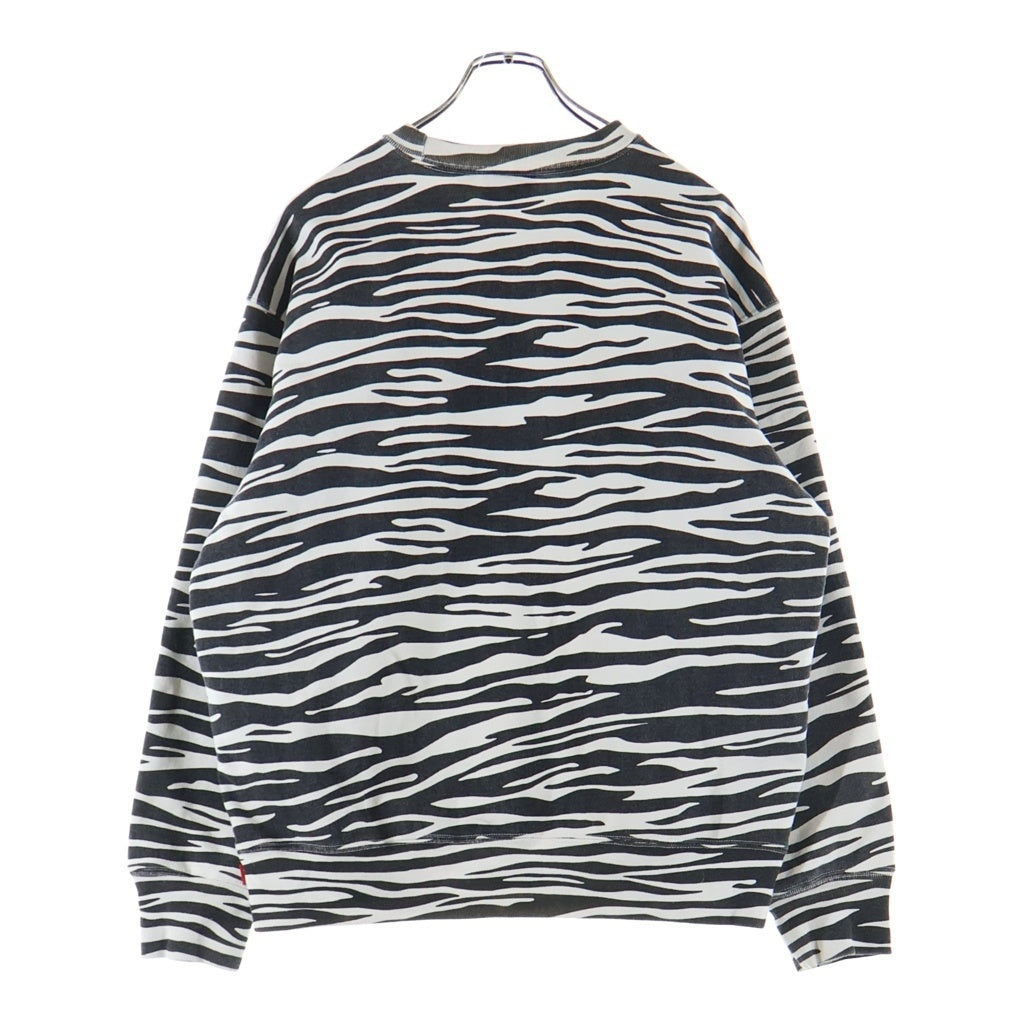SUPREME(シュプリーム) 22AW Box Logo Crewneck Zebra ゼブラ柄 ボックスロゴ クルーネック長袖スウェットトレーナー ブラック/ホワイト