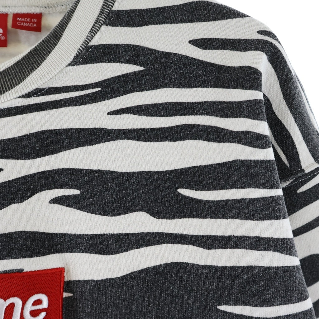 SUPREME(シュプリーム) 22AW Box Logo Crewneck Zebra ゼブラ柄 ボックスロゴ クルーネック長袖スウェットトレーナー ブラック/ホワイト