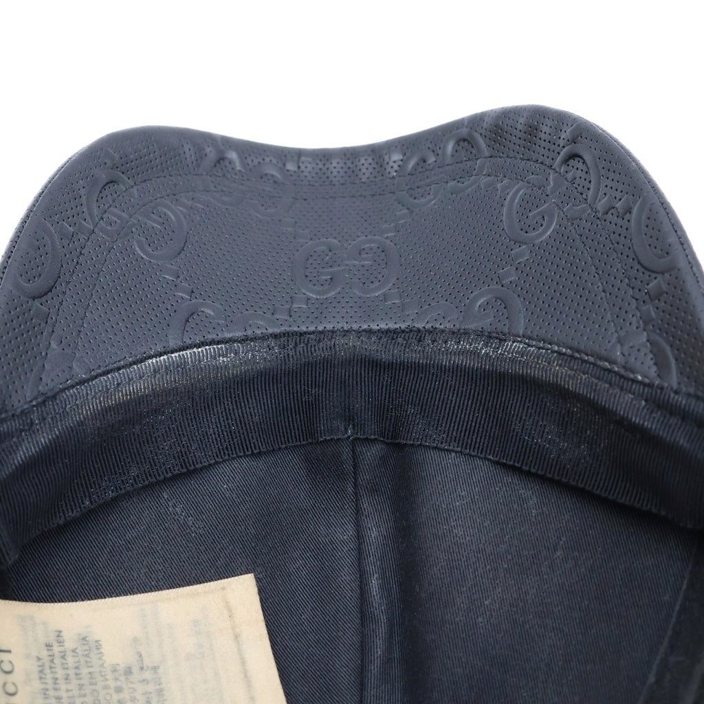 GUCCI(グッチ) GGエンボス 総柄 メッシュ レザー トラッカーキャップ ベースボールキャップ 帽子 ブラック 627156 4HL03