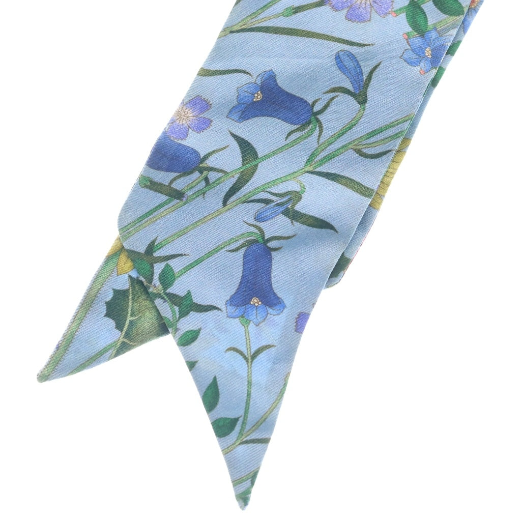 GUCCI(グッチ) FloralPrint フローラル プリント シルクネックボウ 花柄 ツイリー ブルー 476482 レディース