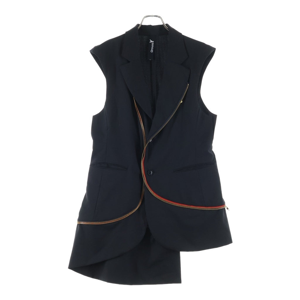 Ground Y(グラウンドワイ) 18AW T-W Gabardine Cloak Docking Jacket ギャバジン クローク ドッキング ジャケット ブラック GV-J05-100