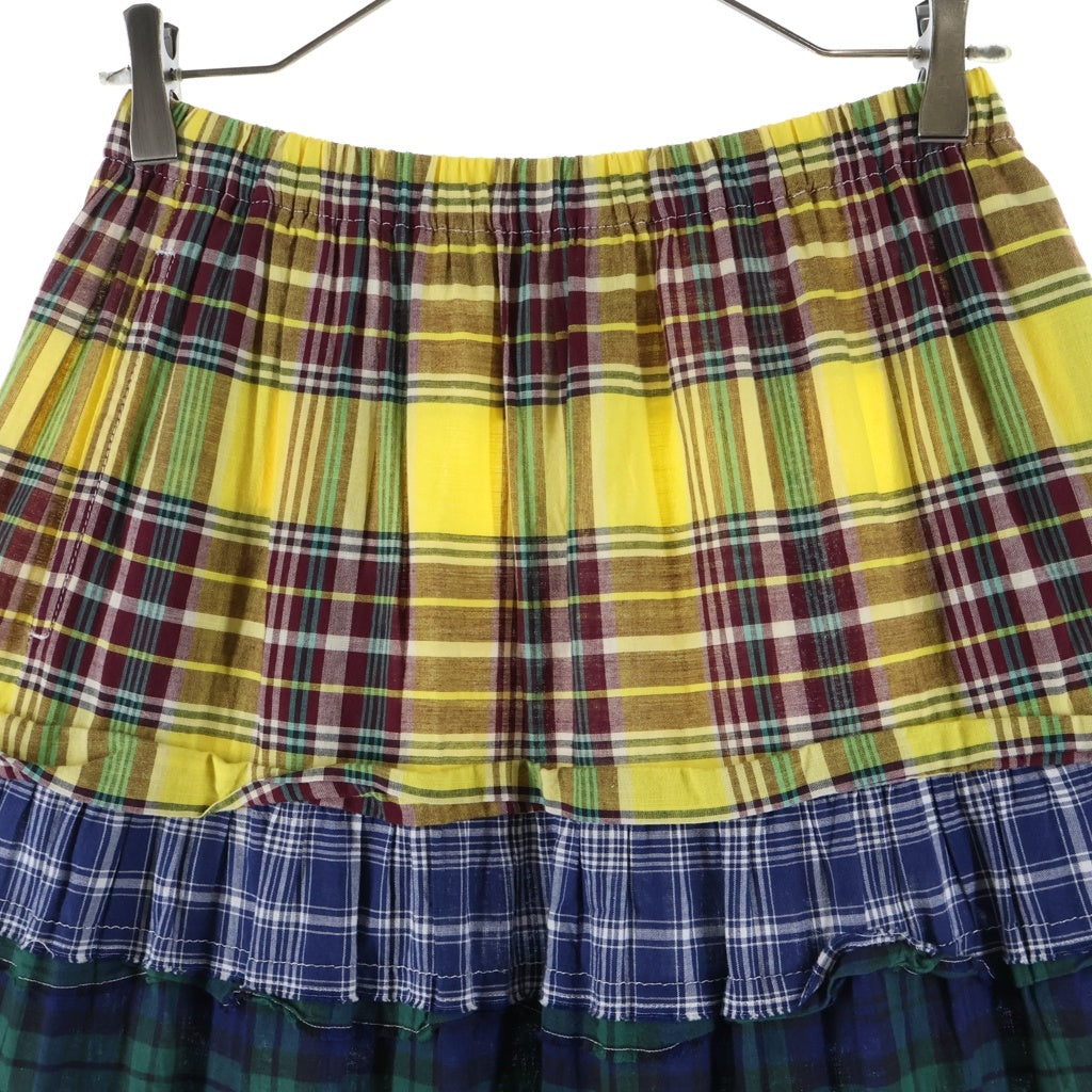 tricot COMME des GARCONS(トリコ コム デ ギャルソン) 11SS Patchwork Checkered Flared Midi Skirt パッチワーク チェッカード フレア ミディ スカート レディース イエロー TG-S002