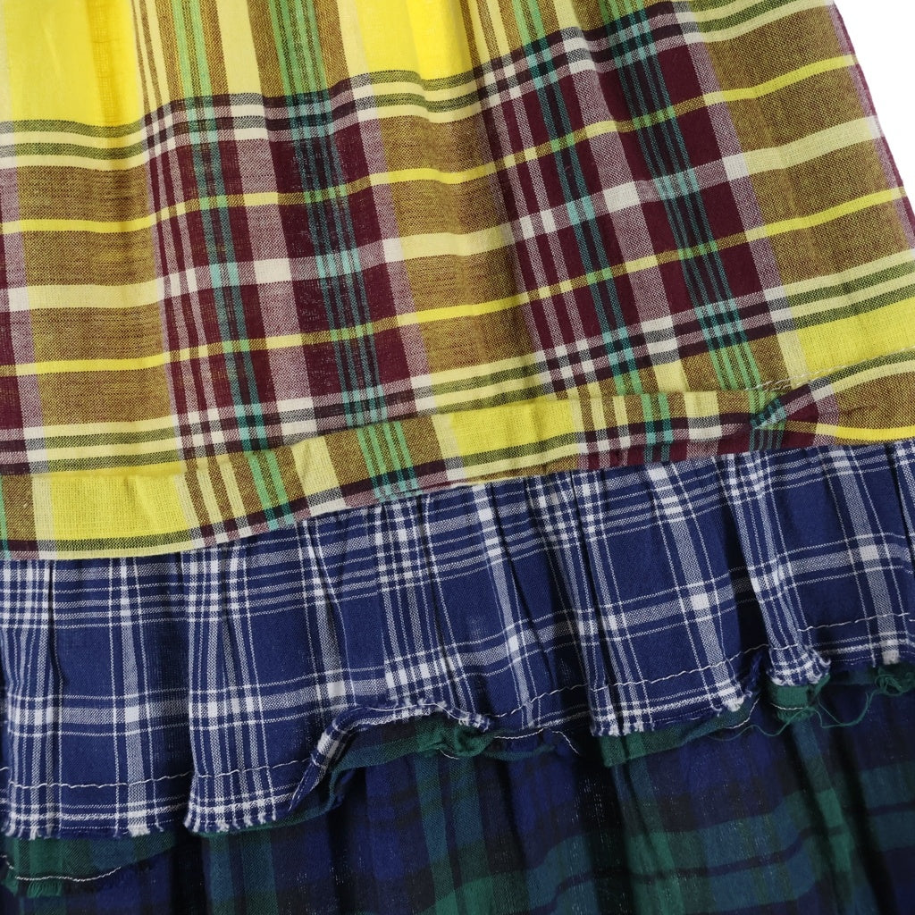 tricot COMME des GARCONS(トリコ コム デ ギャルソン) 11SS Patchwork Checkered Flared Midi Skirt パッチワーク チェッカード フレア ミディ スカート レディース イエロー TG-S002