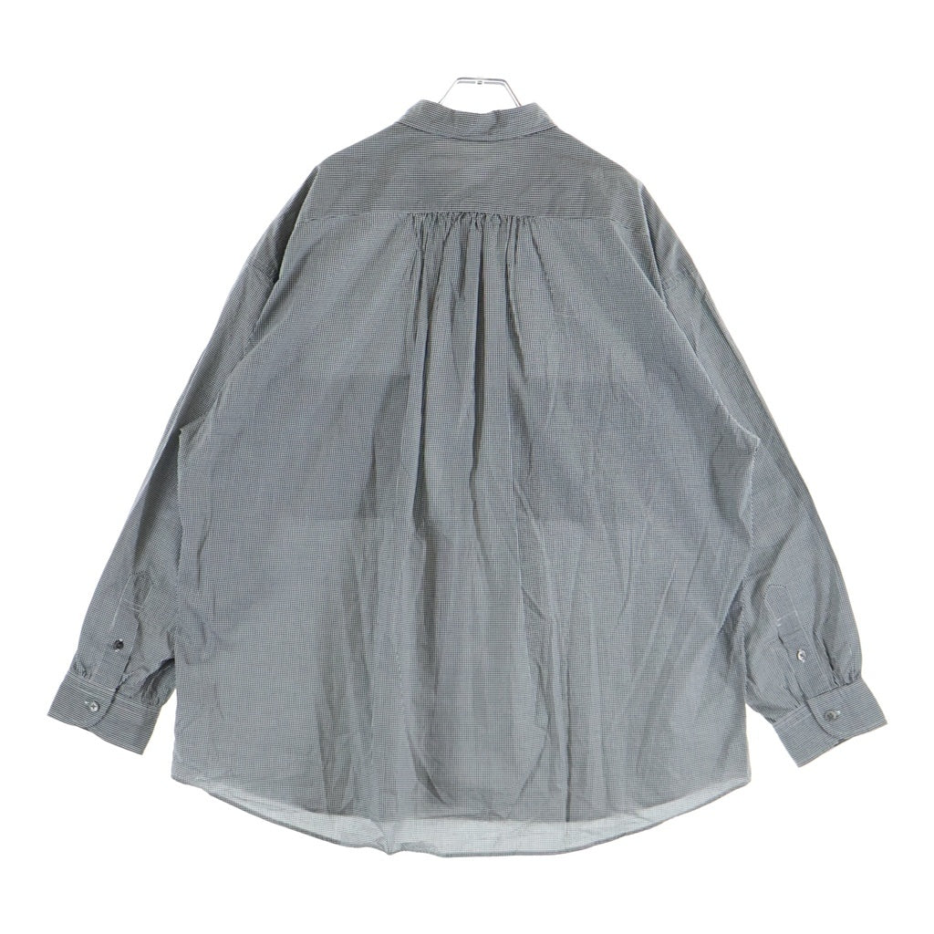 Porter Classic(ポータークラシック) ROLL UP GINGHAM CHECK SHIRT ロールアップ ギンガムチェック 長袖Tシャツ ブラック/ホワイト