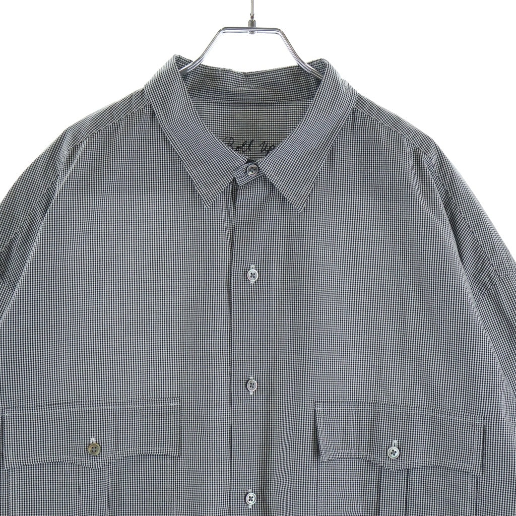 Porter Classic(ポータークラシック) ROLL UP GINGHAM CHECK SHIRT ロールアップ ギンガムチェック 長袖Tシャツ ブラック/ホワイト