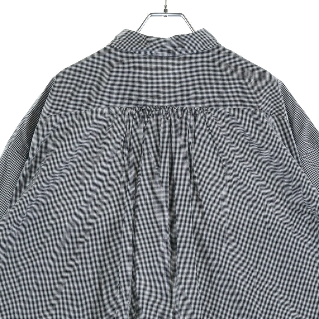 Porter Classic(ポータークラシック) ROLL UP GINGHAM CHECK SHIRT ロールアップ ギンガムチェック 長袖Tシャツ ブラック/ホワイト