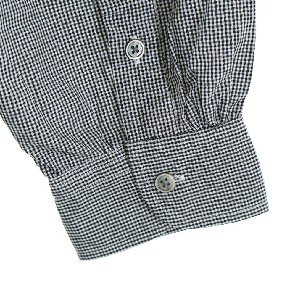 Porter Classic(ポータークラシック) ROLL UP GINGHAM CHECK SHIRT ロールアップ ギンガムチェック 長袖Tシャツ ブラック/ホワイト