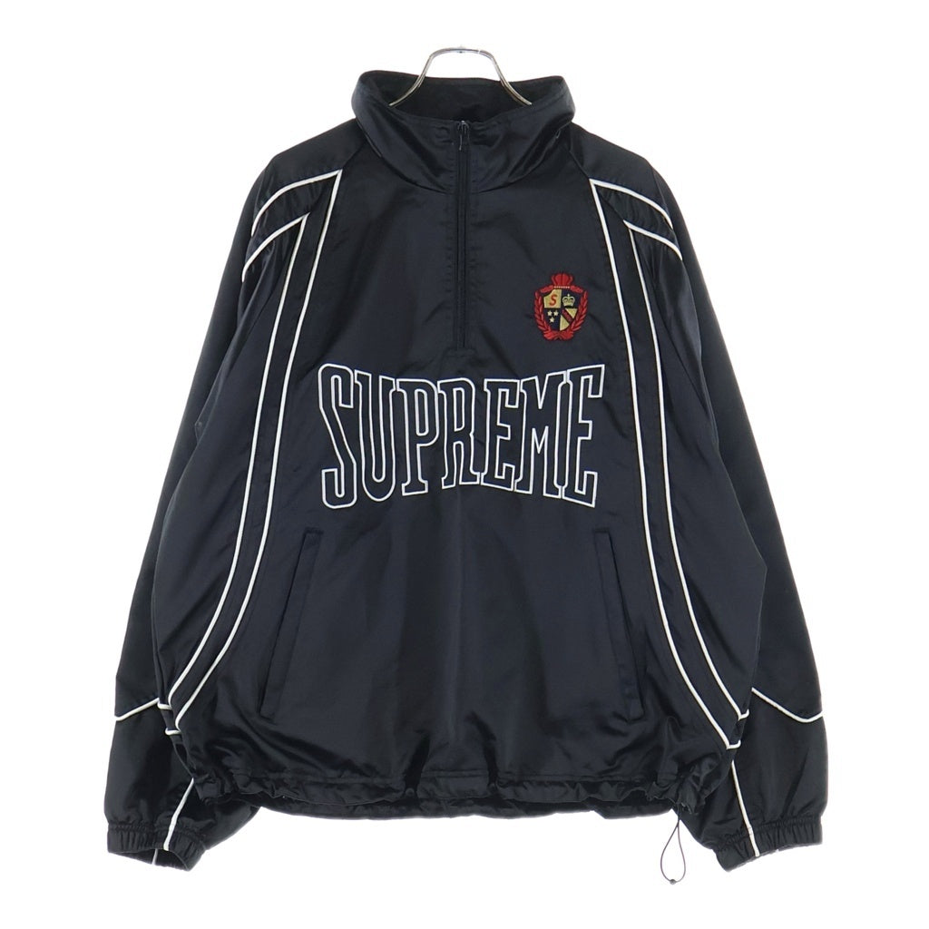 SUPREME(シュプリーム) 25SS Satin Piping Pullover サテン パイピング ハーフジップ プルオーバー ジャケット ブラック