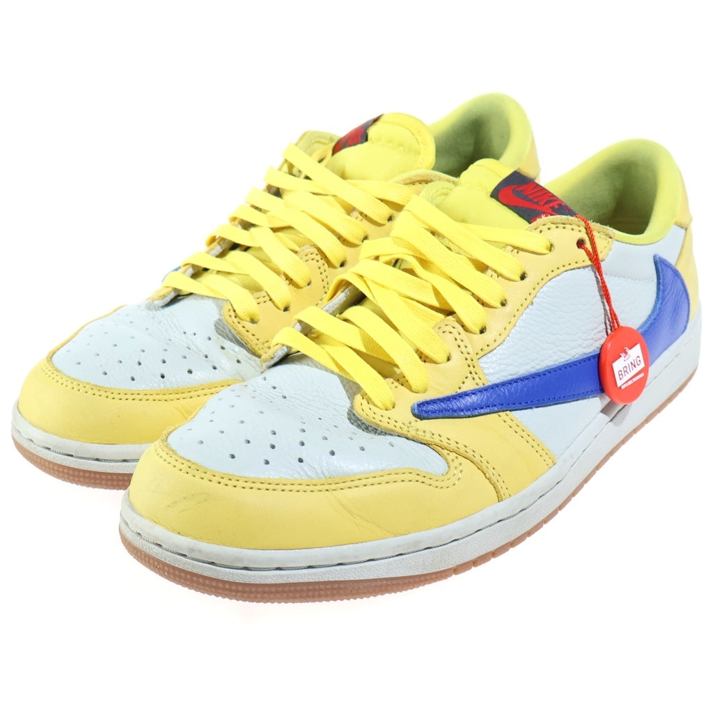 NIKE(ナイキ) ×TRAVIS SCOTT WMNS AIR JORDAN 1 RETRO LOW OG CANARY ウィメンズ エアジョーダン1 カナリー ローカットスニーカー イエロー US10.5/27.5cm DZ4137-700 レディース