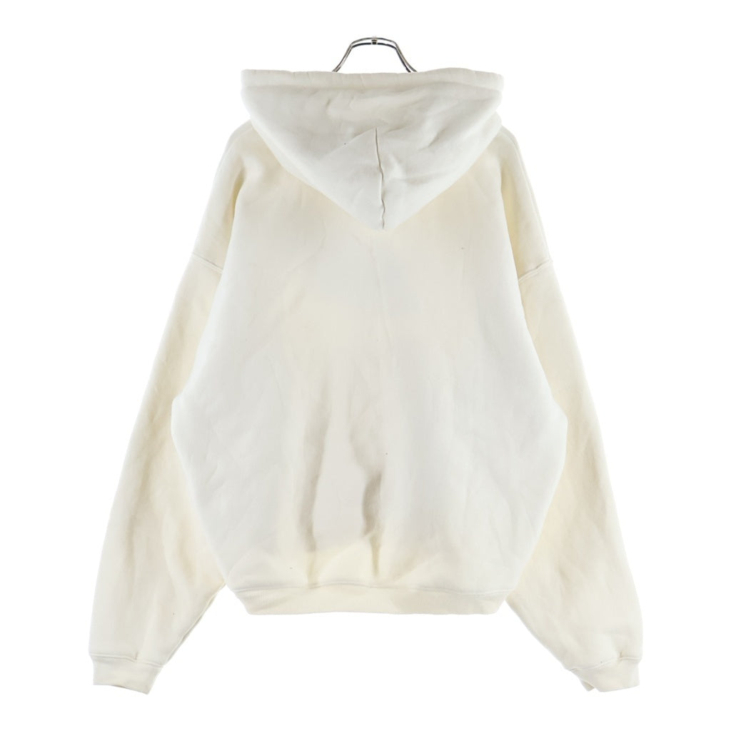 STUSSY(ステューシー) SATIN PATCH HOODIE サテンパッチ プルオーバー長袖スウェットパーカー フーディ ホワイト 118556