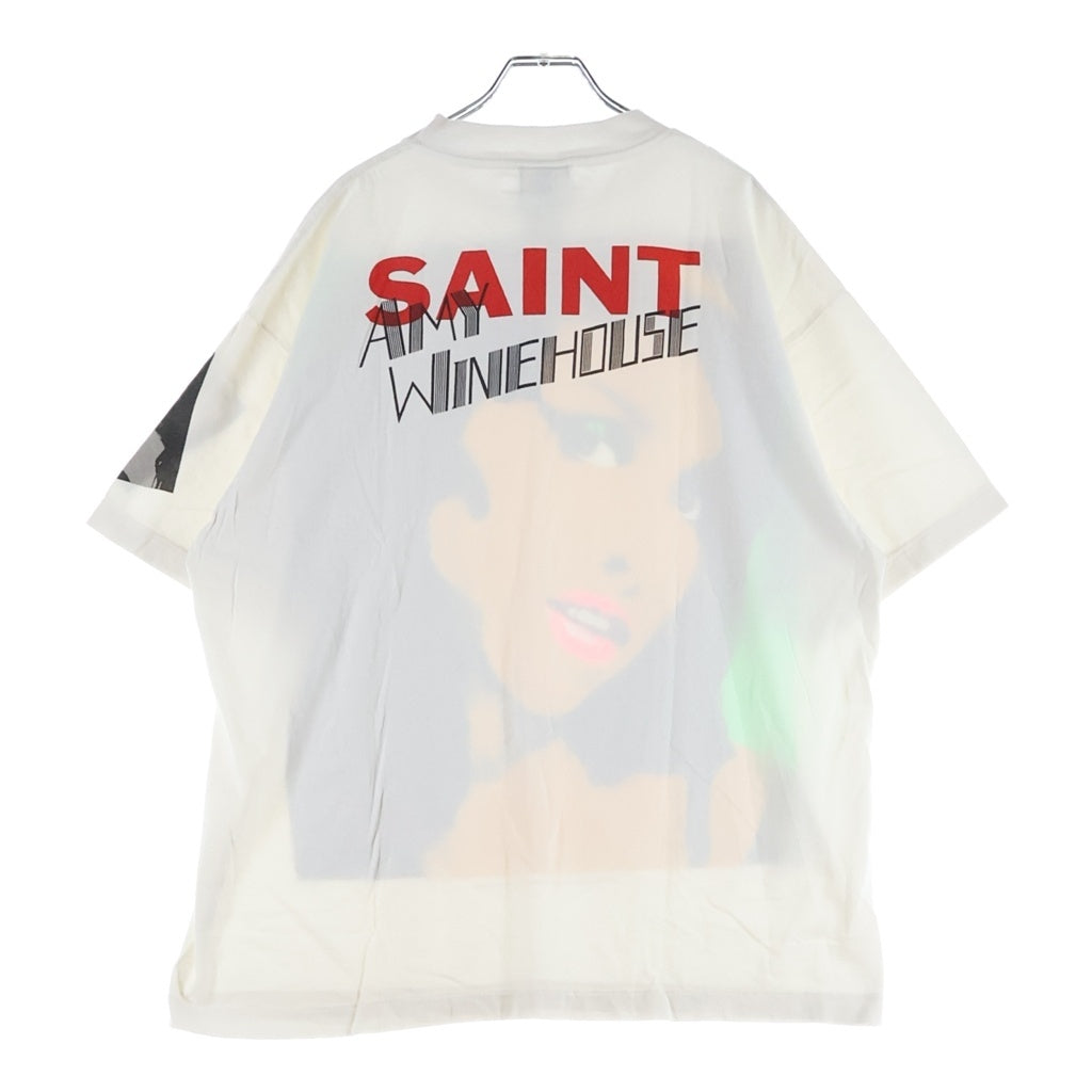 SAINT MICHAEL(セントマイケル) × Amy Winehouse SS T-SHIRT BACK TO BLK クルーネック半袖Tシャツカットソー ホワイト SM-MK1-0000-C14