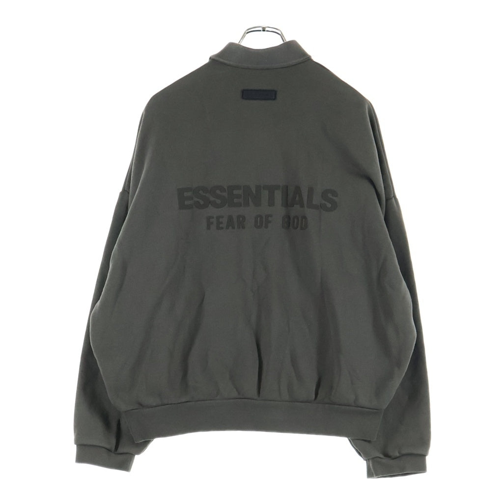 FEAR OF GOD ESSENTIALS(フィアオブゴッド エッセンシャルズ) バックラバーロゴプリント 長袖ポロスウェットシャツ トレーナー カーキ