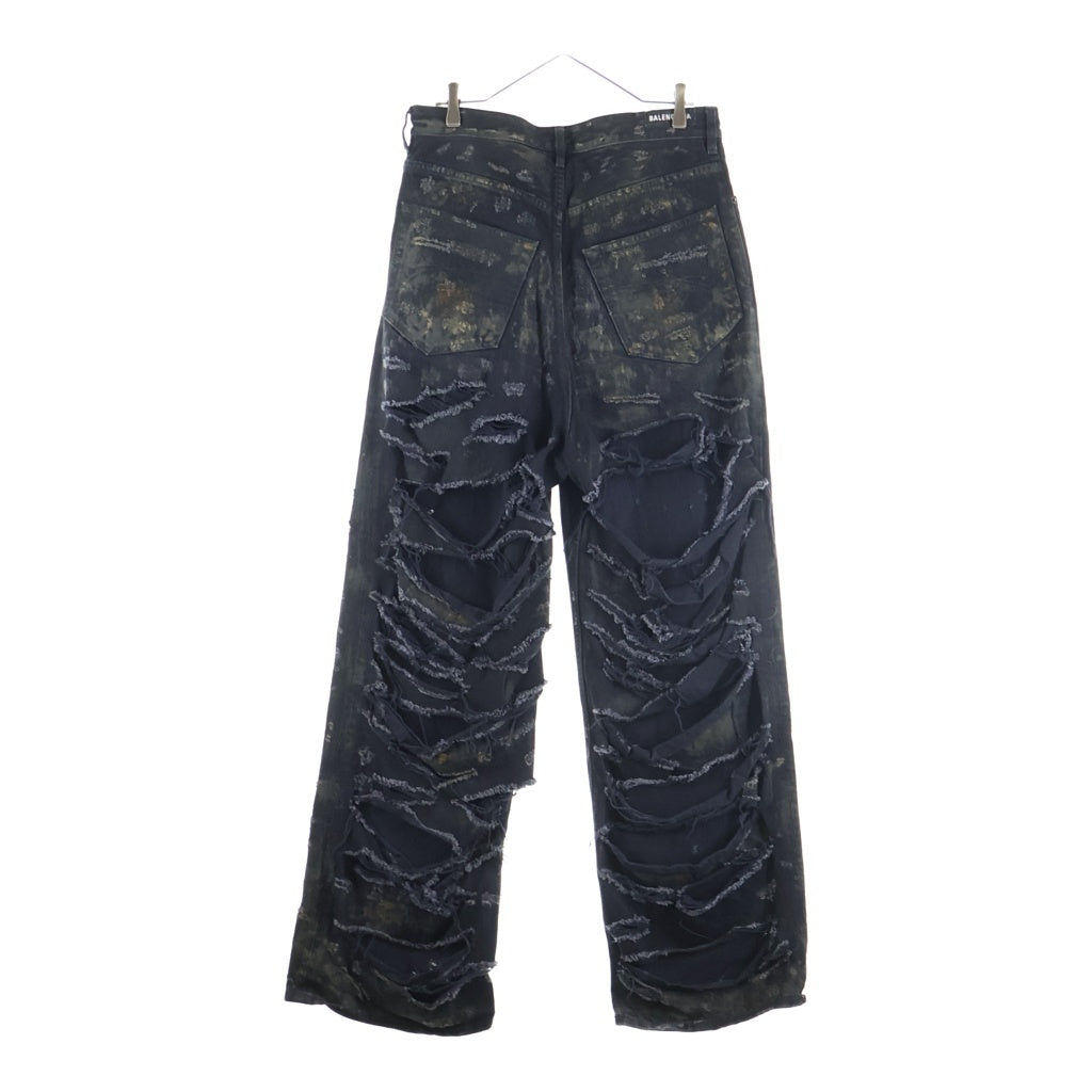 BALENCIAGA(バレンシアガ) 23SS SUPER DESTROYED BAGGY スーパーデストロイ加工 バギー デニム パンツ ブラック 745248 TBP47