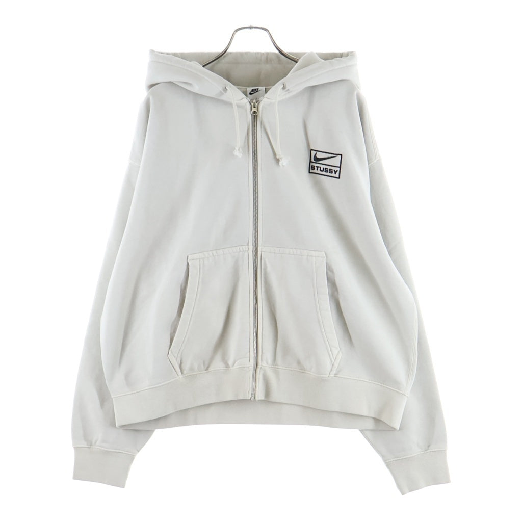 NIKE(ナイキ) 24SS ×STUSSY U NRG FZ Washed Fleece Hoodie Light Bone ステューシー ウォッシュド フリース フーディー ライトボーン ジップアップパーカー ホワイト FZ9990-072