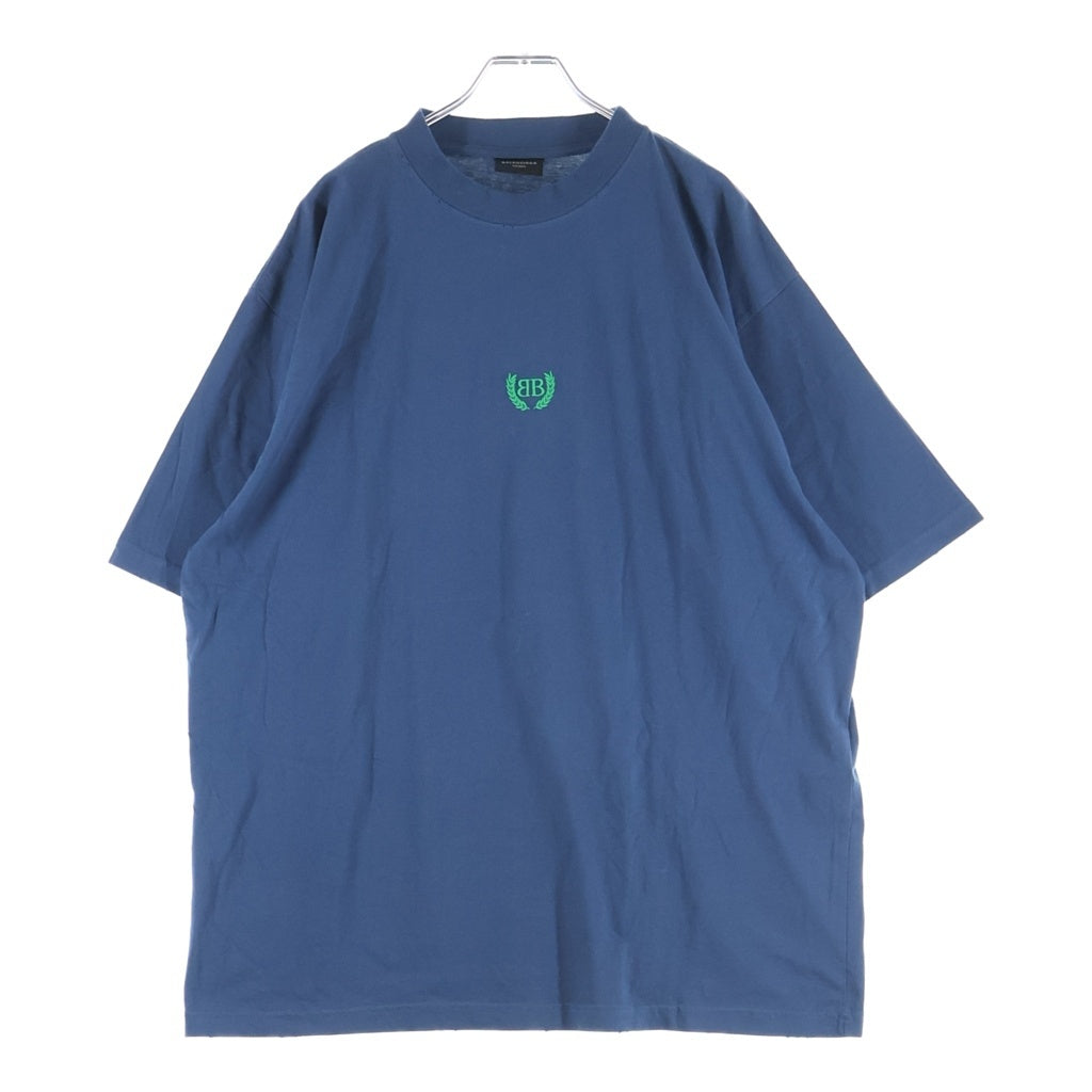 BALENCIAGA(バレンシアガ) BB Logo Tee ロゴ刺繍 クルーネック半袖Tシャツカットソー ネイビー 764235 TSVC9