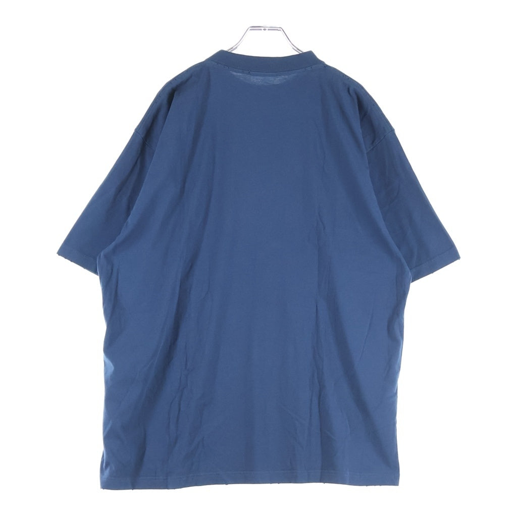 BALENCIAGA(バレンシアガ) BB Logo Tee ロゴ刺繍 クルーネック半袖Tシャツカットソー ネイビー 764235 TSVC9