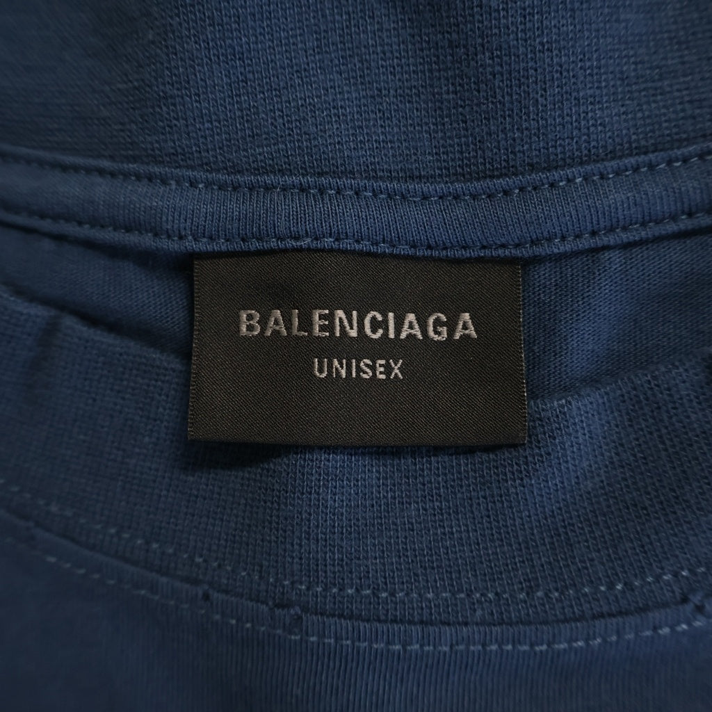 BALENCIAGA(バレンシアガ) BB Logo Tee ロゴ刺繍 クルーネック半袖Tシャツカットソー ネイビー 764235 TSVC9