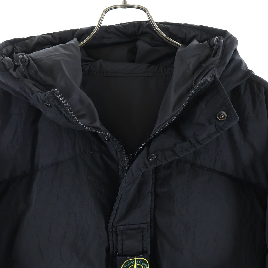 STONE ISLAND(ストーンアイランド) Reversible Real Down Jacket ナイロン メタル リバーシブル ジップアップフーディダウンジャケット ブラック 791542719