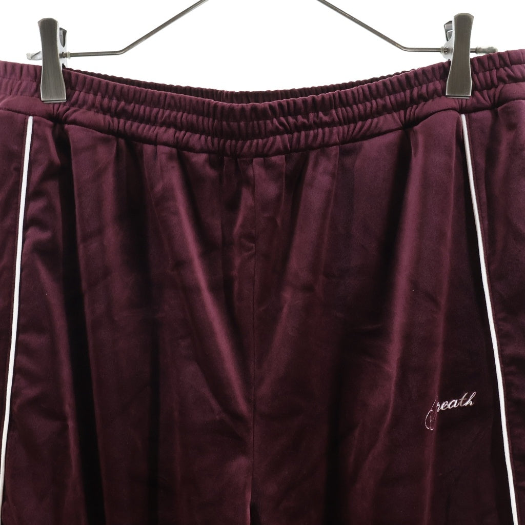 BREATH(ブレス) 25AW SCRIPT LOGO PIPING VELOUR TRACK PANTS スクリプトロゴ パイピング ベロア トラックパンツ バーガンディ BR25AW-P1003
