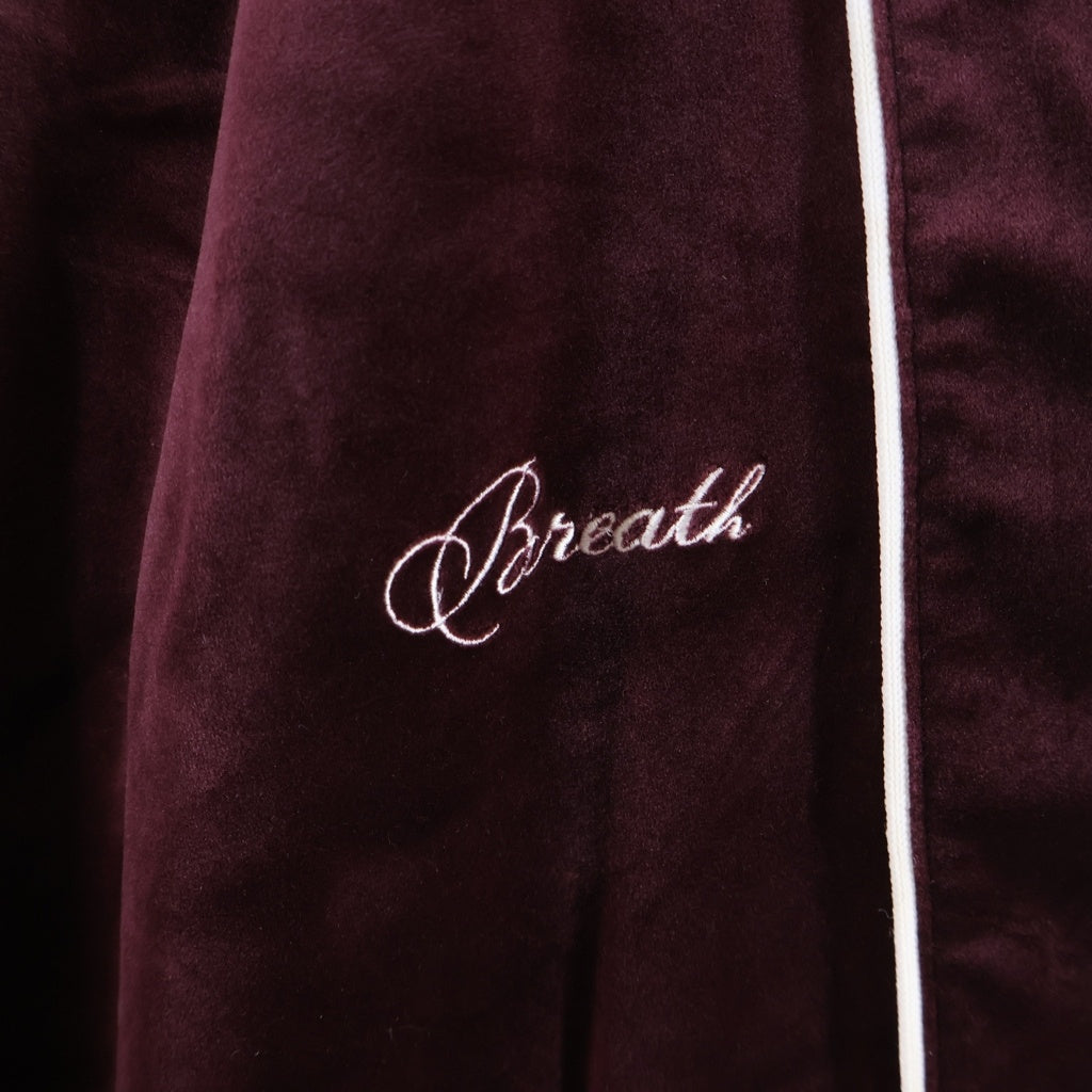 BREATH(ブレス) 25AW SCRIPT LOGO PIPING VELOUR TRACK PANTS スクリプトロゴ パイピング ベロア トラックパンツ バーガンディ BR25AW-P1003