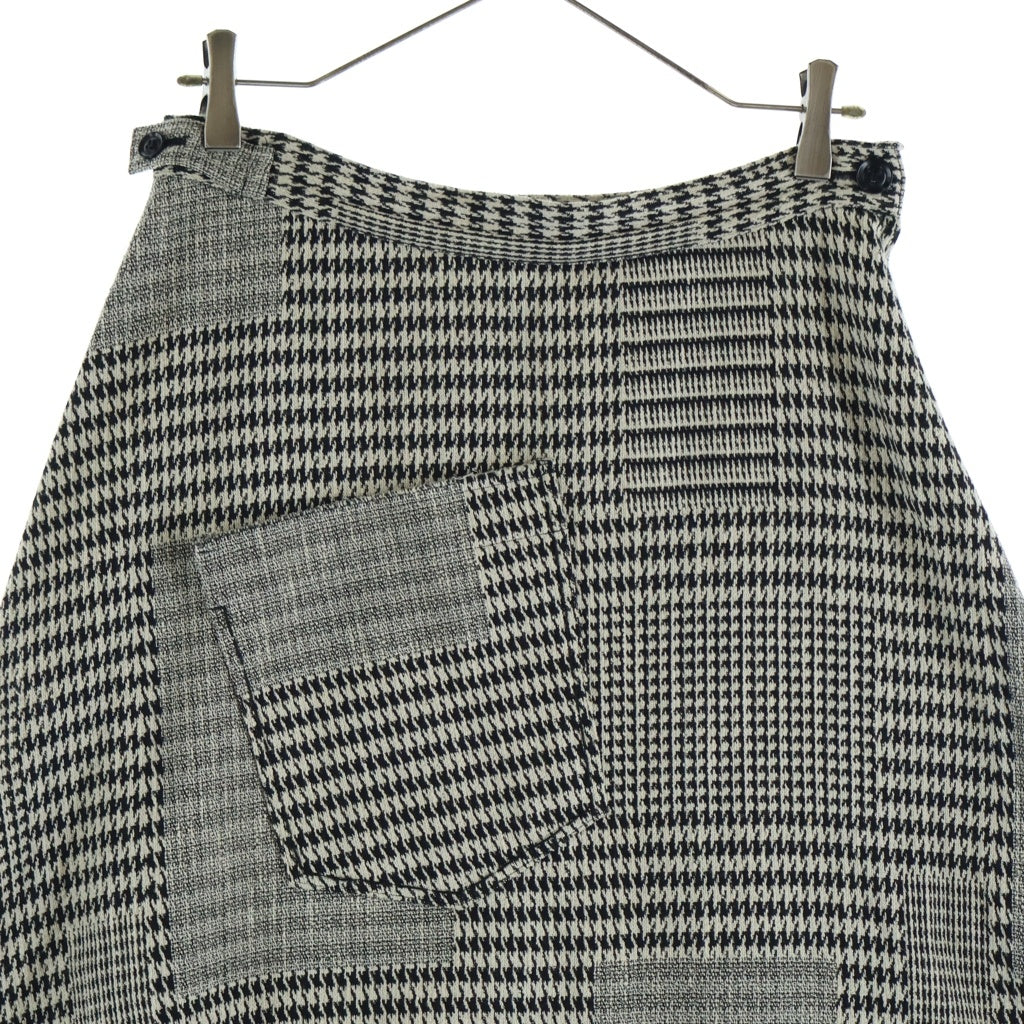 Y's(ワイズ) 22AW 千鳥格子 アシメチェック ロングフレアスカート ブラック/グレー レディース YV-S05-011