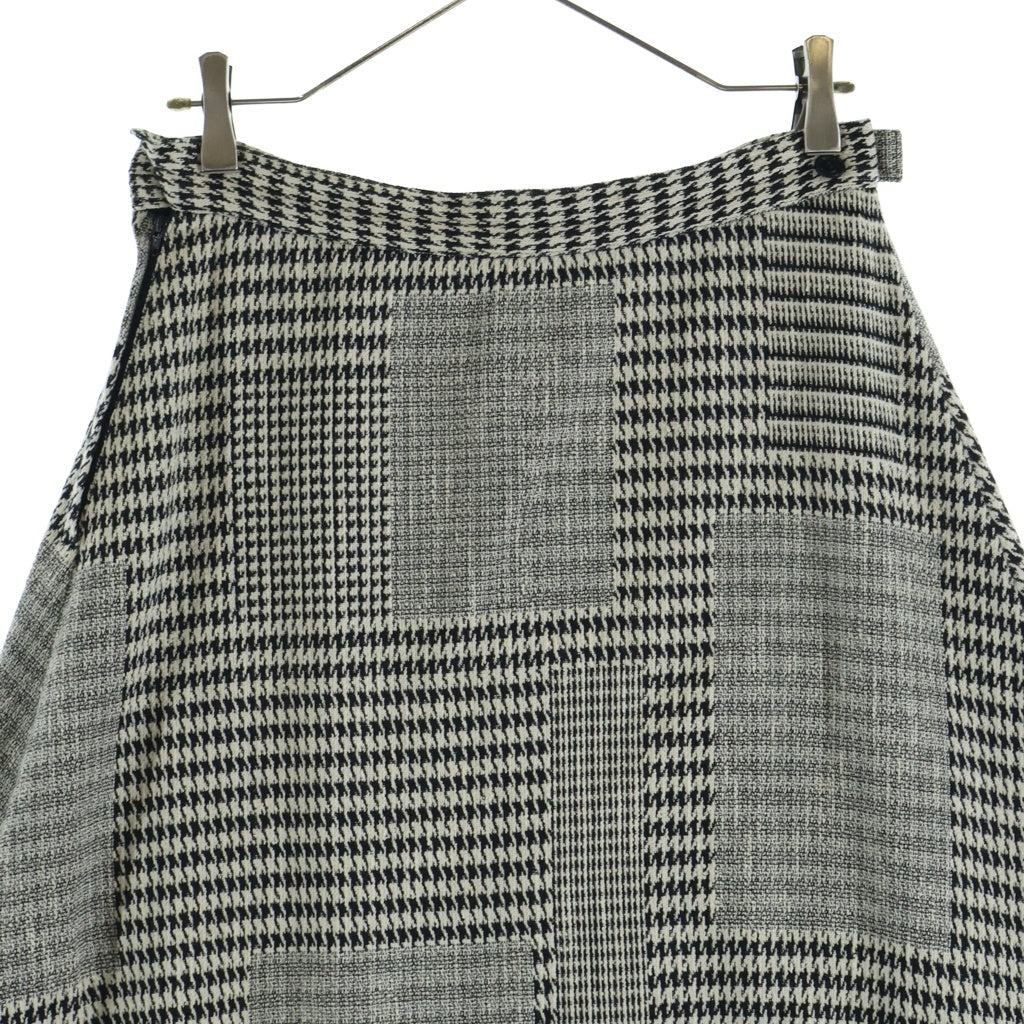 Y's(ワイズ) 22AW 千鳥格子 アシメチェック ロングフレアスカート ブラック/グレー レディース YV-S05-011