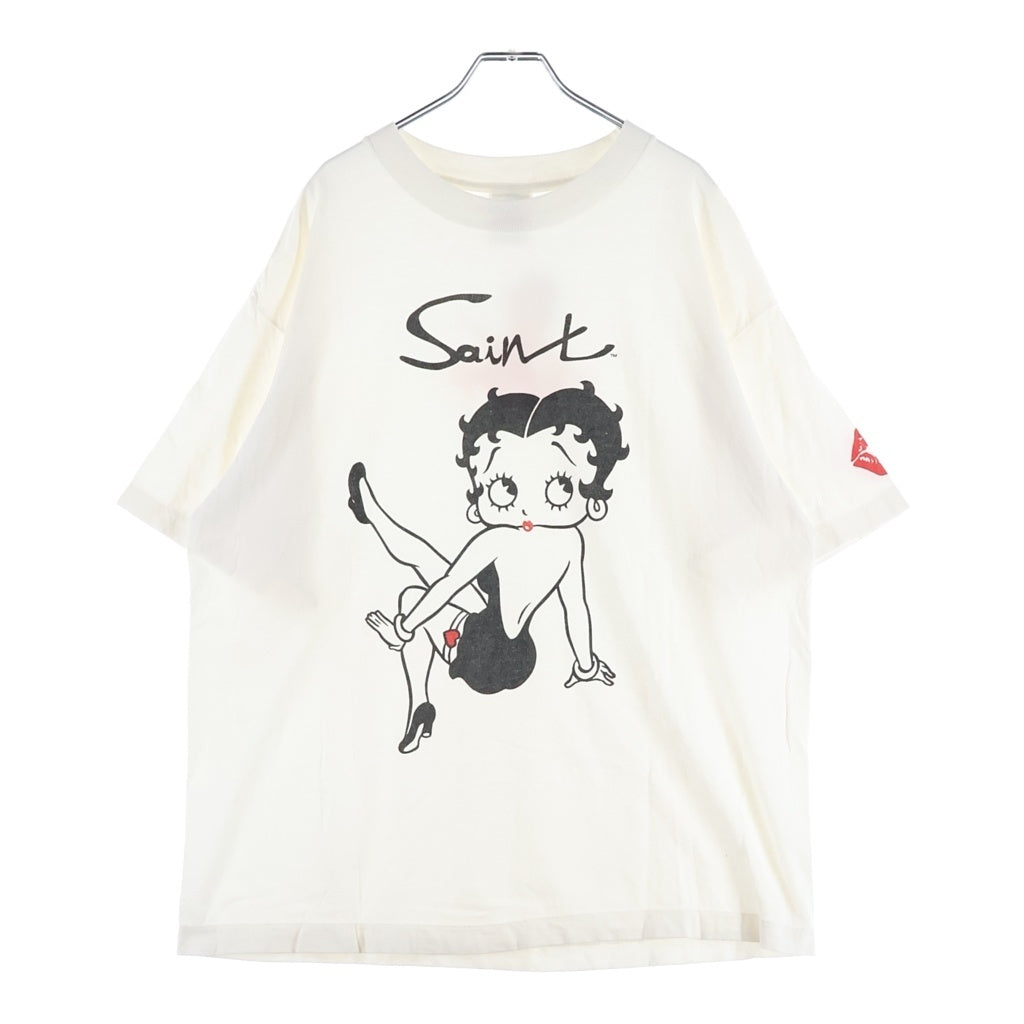 SAINT MICHAEL(セントマイケル) ×Betty Boop SS Tee ベティ・ブープ 両面プリント 半袖Tシャツ カットソー ホワイト SM-HR1-0000-C40 SM-HR!-0000-C40