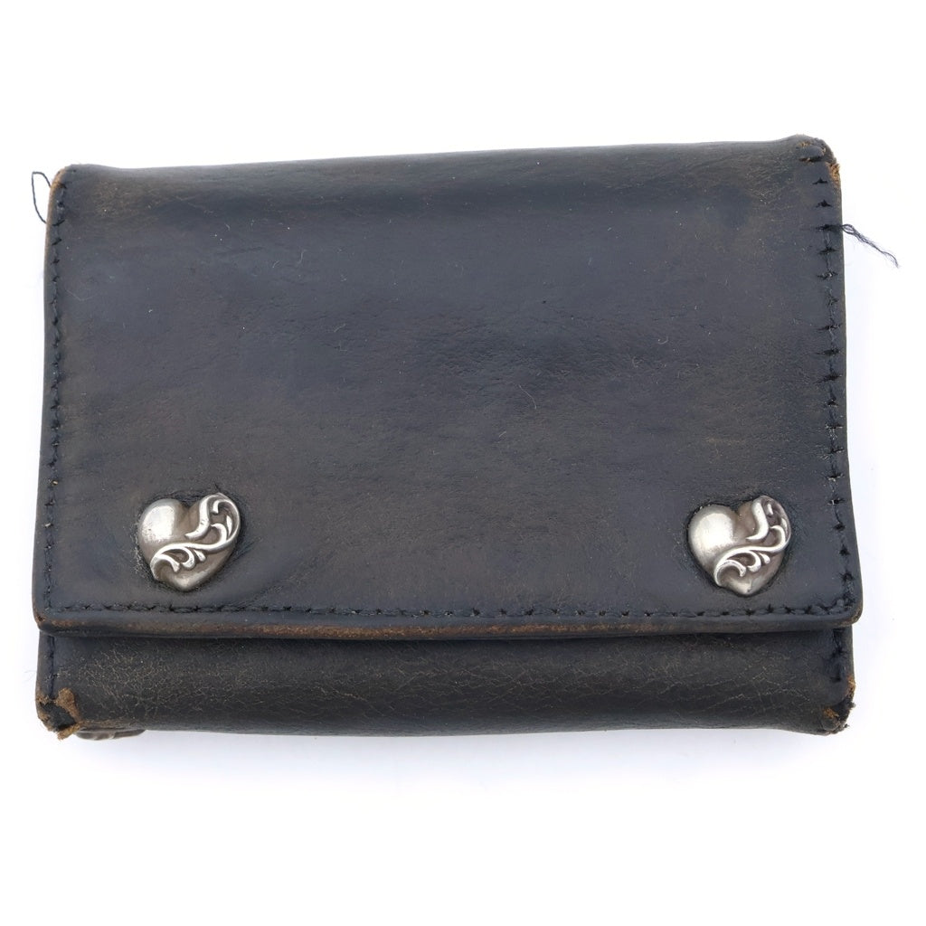 CHROME HEARTS(クロムハーツ) 3FOLD 3フォールド ハートボタン レザーウォレット 財布 ブラック