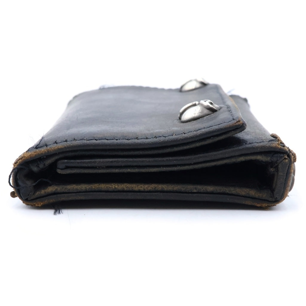 CHROME HEARTS(クロムハーツ) 3FOLD 3フォールド ハートボタン レザーウォレット 財布 ブラック