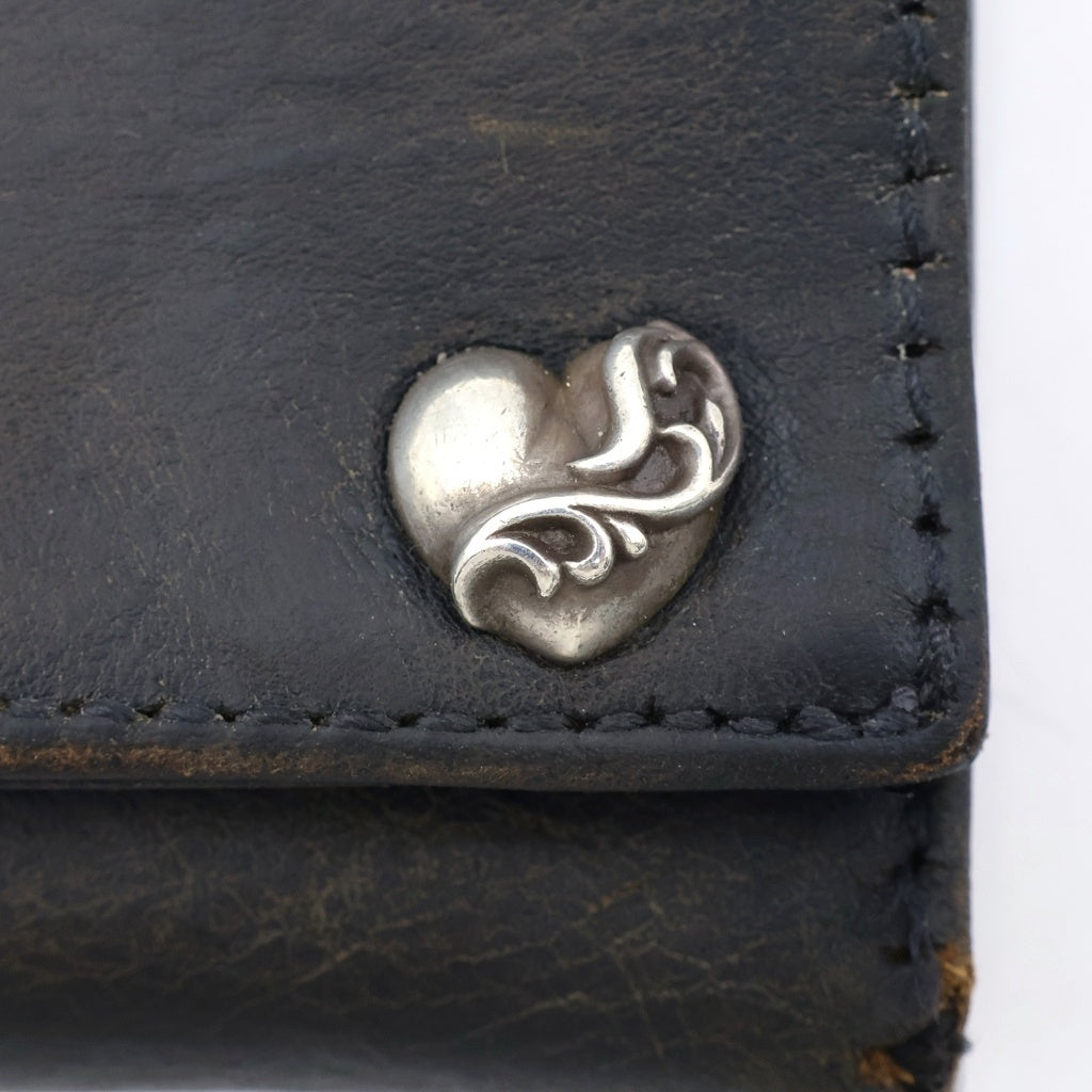 CHROME HEARTS(クロムハーツ) 3FOLD 3フォールド ハートボタン レザーウォレット 財布 ブラック