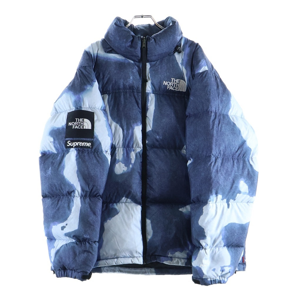 SUPREME(シュプリーム) 21AW ×THE NORTH FACE Bleached Denim Print Nuptse Jacket ×ザノースフェイス ブリーチド デニム プリント ヌプシ パファダウンジャケット ブルー ND521001