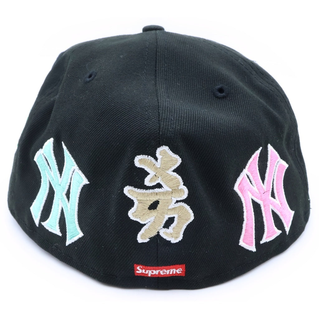 SUPREME(シュプリーム) 22AW ×NEW ERA New York Yankees ×ニューエラ マルチロゴ刺繍 ベースボールキャップ 帽子 ブラック