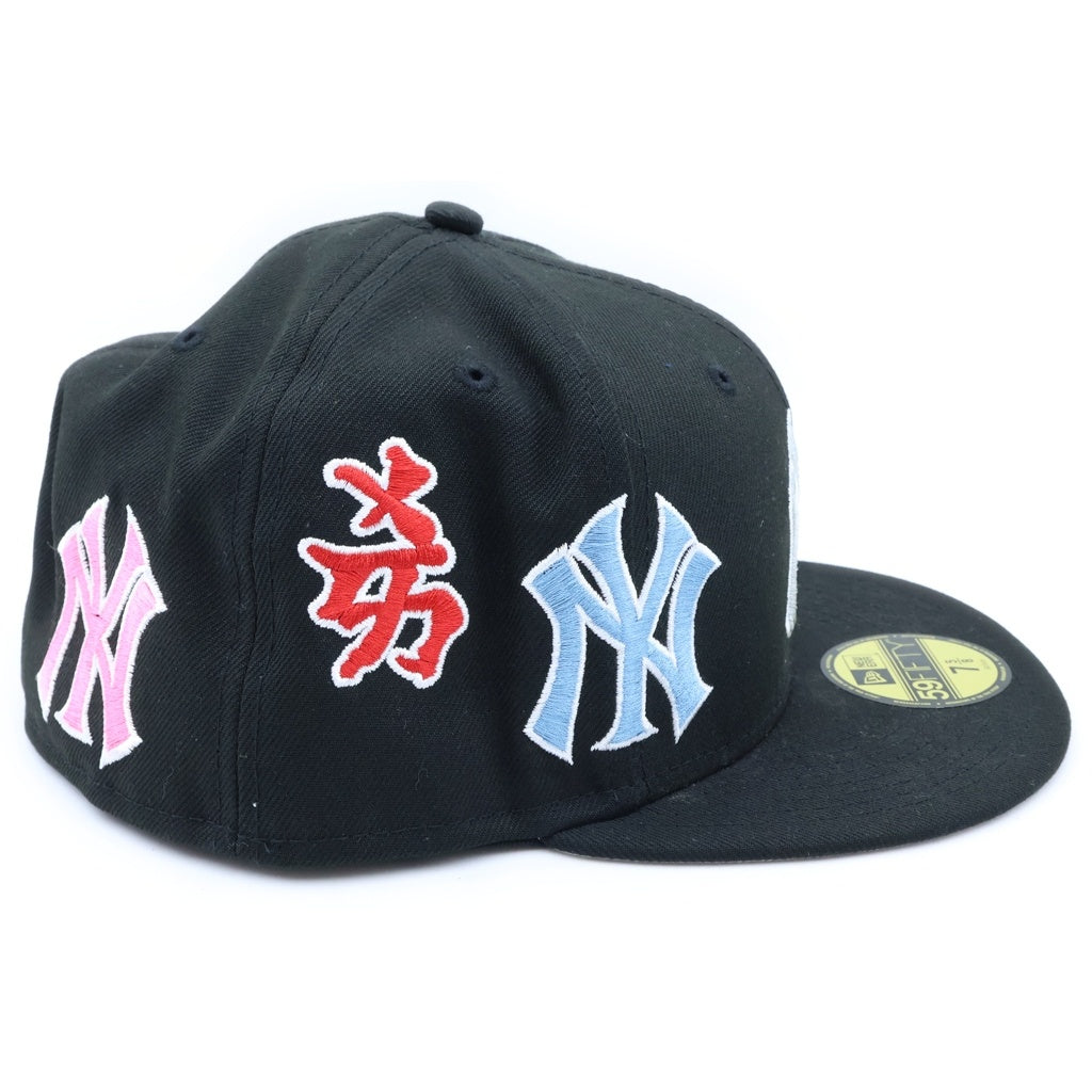 SUPREME(シュプリーム) 22AW ×NEW ERA New York Yankees ×ニューエラ マルチロゴ刺繍 ベースボールキャップ 帽子 ブラック