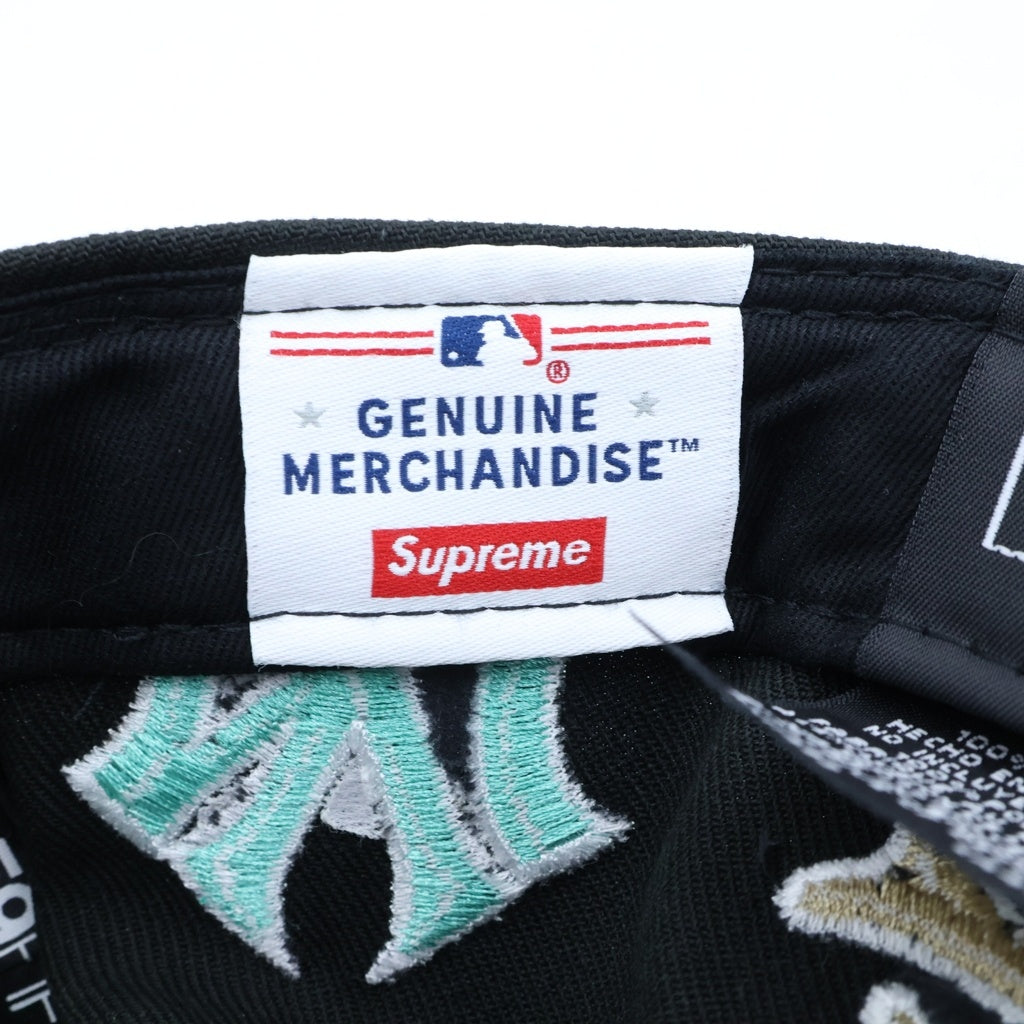 SUPREME(シュプリーム) 22AW ×NEW ERA New York Yankees ×ニューエラ マルチロゴ刺繍 ベースボールキャップ 帽子 ブラック