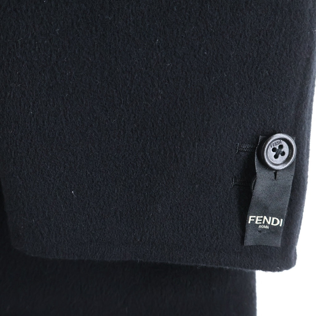 FENDI(フェンディ) ウール混 3つボタン ロングチェスターコート ブラック FF0770 AP0L