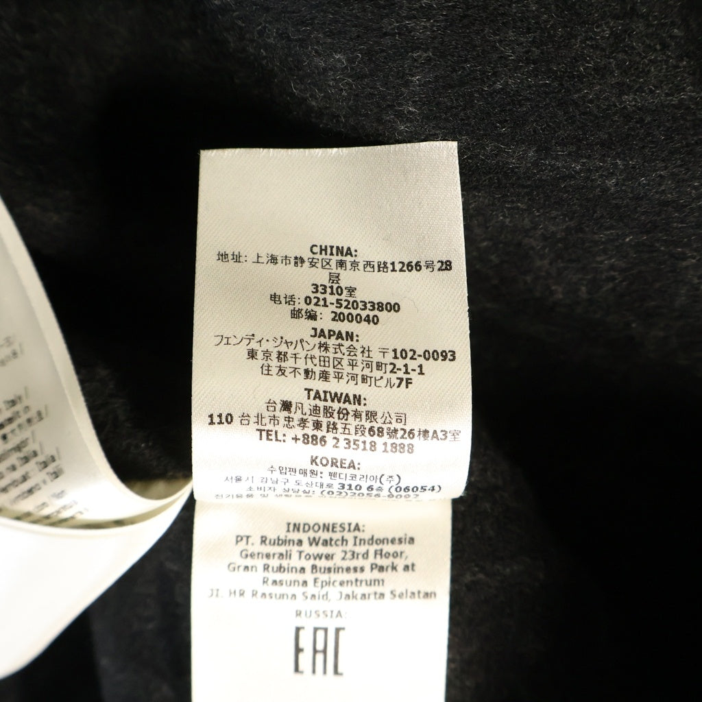 FENDI(フェンディ) ウール混 3つボタン ロングチェスターコート ブラック FF0770 AP0L