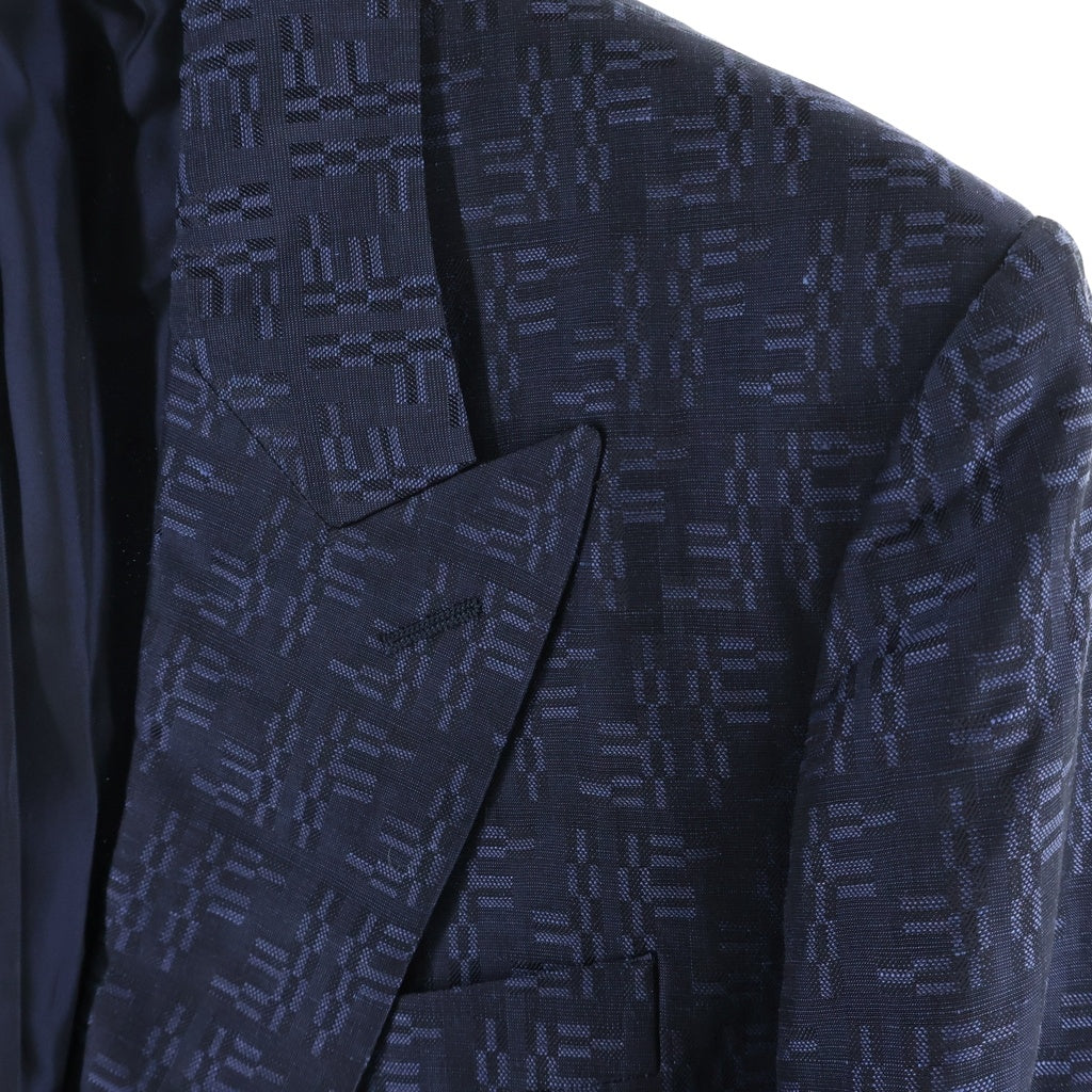 FENDI(フェンディ) ウール混 FF総柄 テーラードジャケット ネイビー FJ0768 ASCP