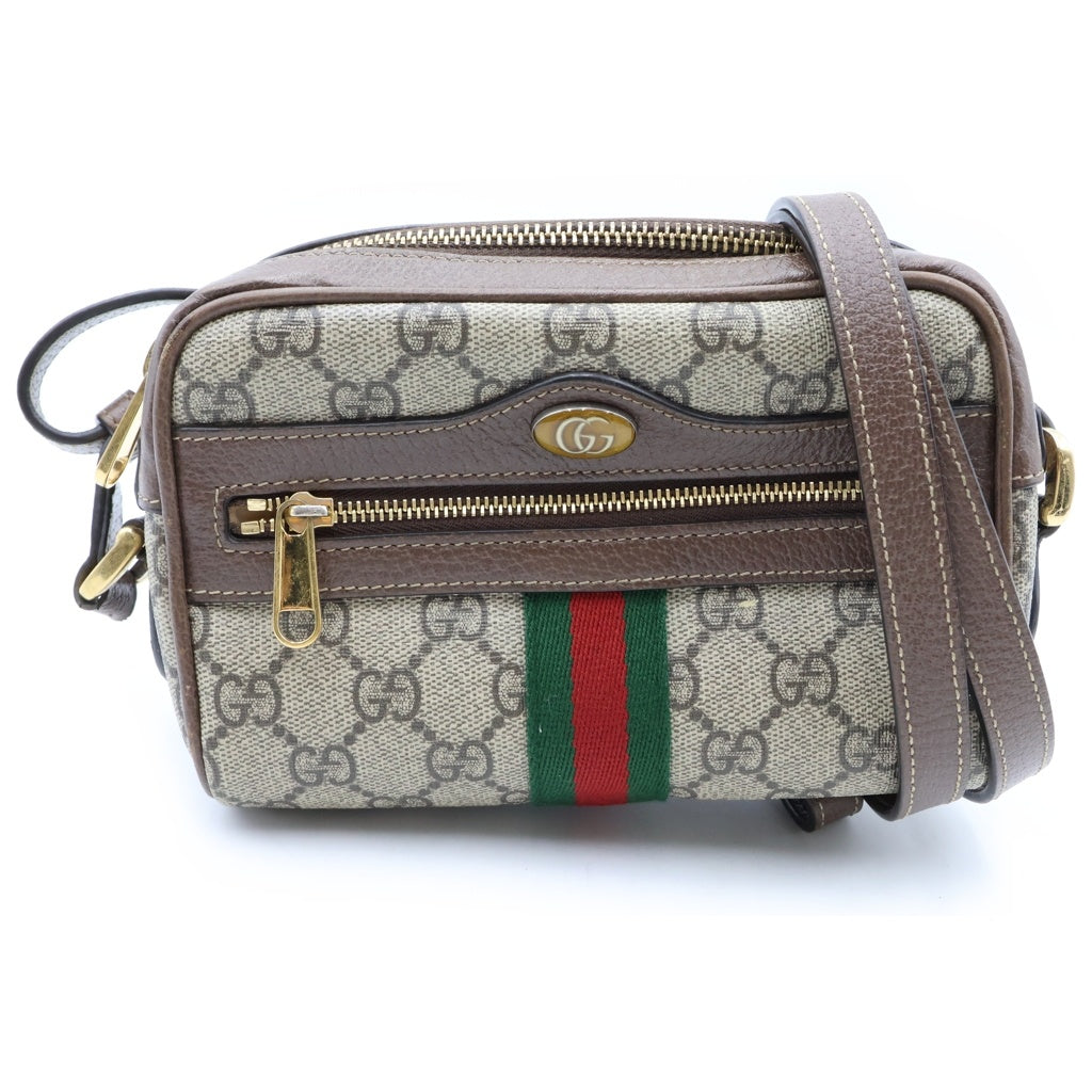 GUCCI(グッチ) オフィディア GGスプリーム シェリーライン ロゴ総柄 ショルダーミニバッグ ブラウン 517350
