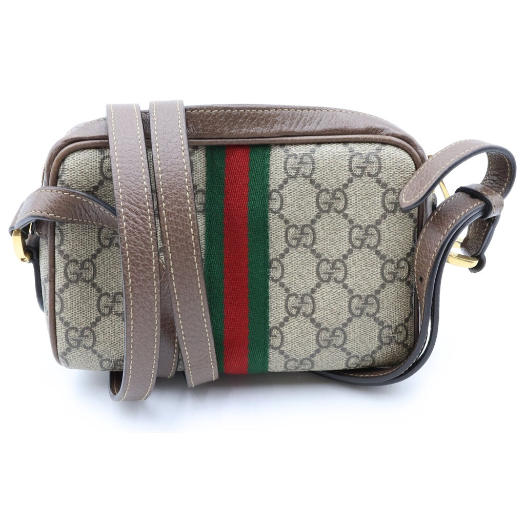 GUCCI(グッチ) オフィディア GGスプリーム シェリーライン ロゴ総柄 ショルダーミニバッグ ブラウン 517350