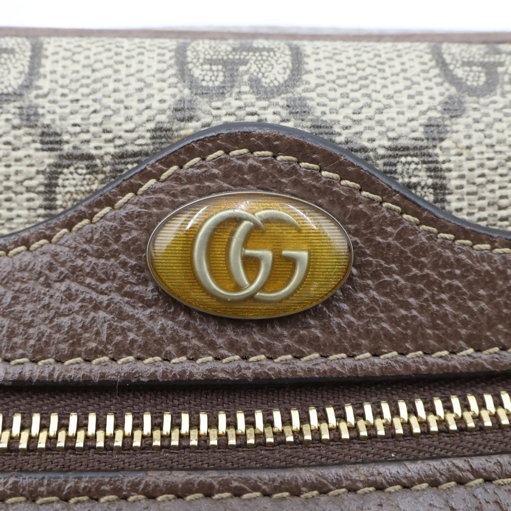 GUCCI(グッチ) オフィディア GGスプリーム シェリーライン ロゴ総柄 ショルダーミニバッグ ブラウン 517350