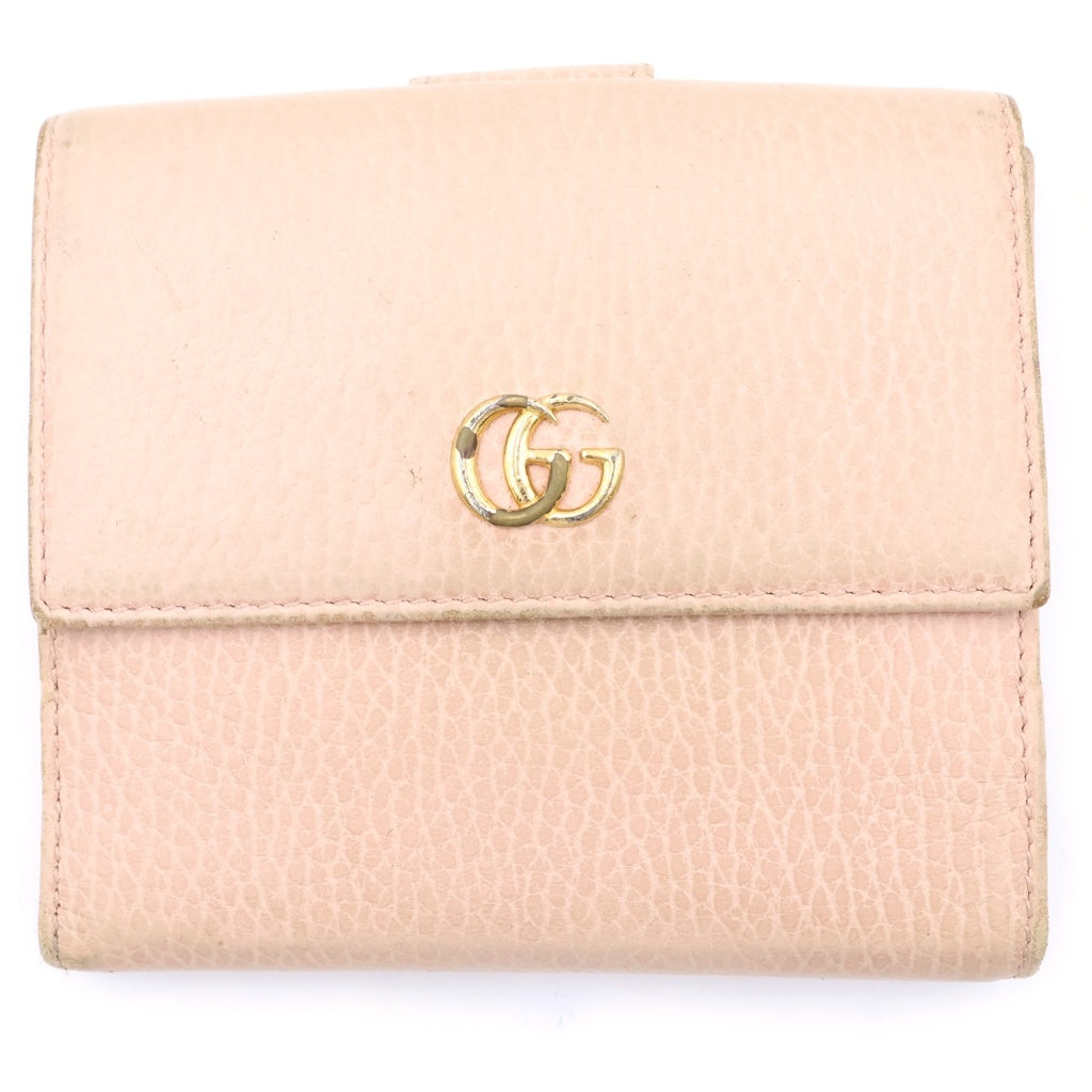 GUCCI(グッチ) GGマーモント レザーコンパクトウォレット 2つ折り財布 ピンク 456122 レディース