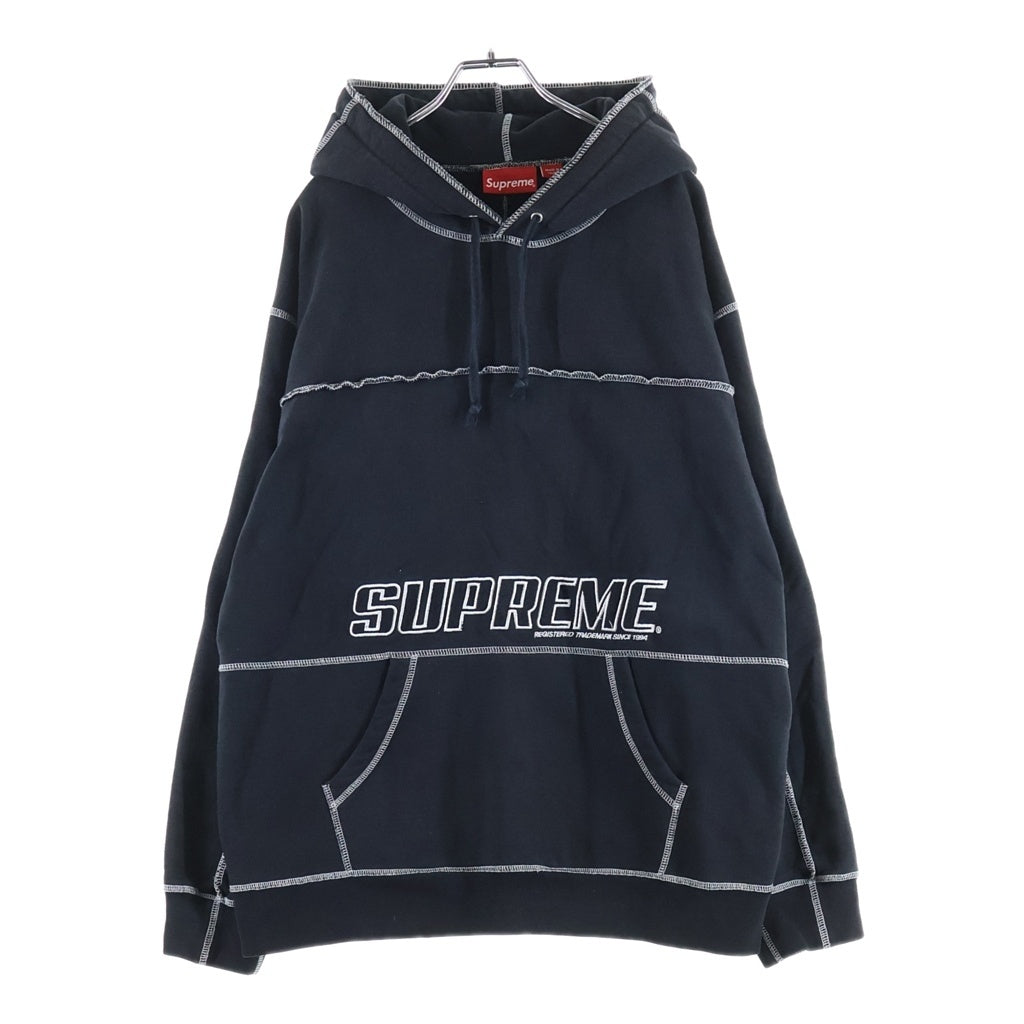 SUPREME(シュプリーム) 22SS Coverstitch Hooded Sweat カバーステッチ プルオーバー長袖スウェット フーディ ブラック