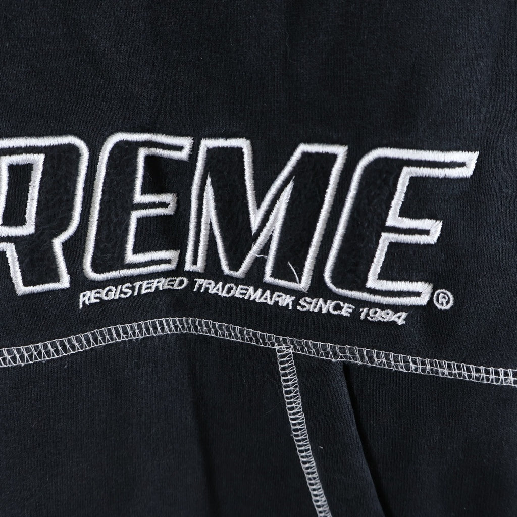 SUPREME(シュプリーム) 22SS Coverstitch Hooded Sweat カバーステッチ プルオーバー長袖スウェット フーディ ブラック