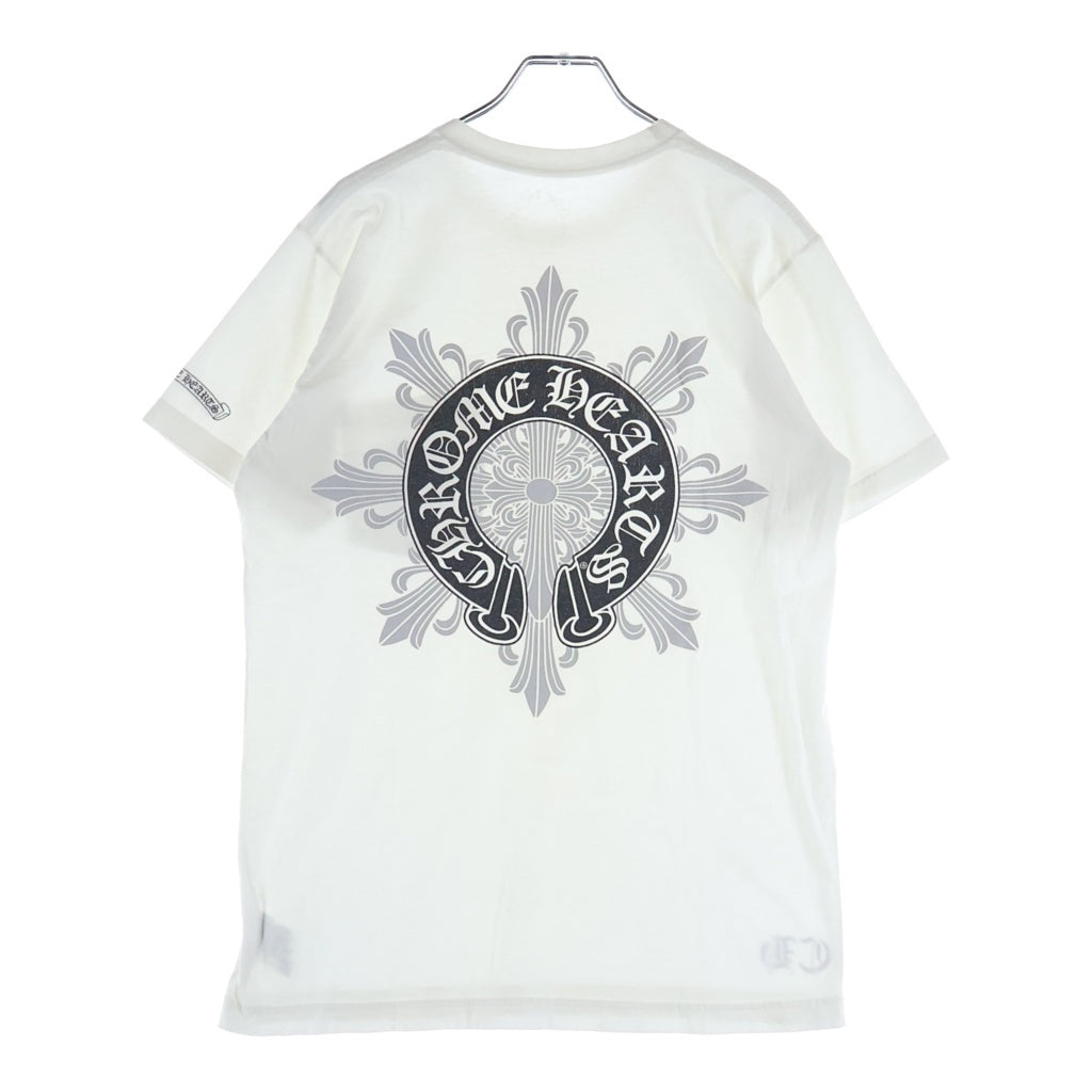 CHROME HEARTS(クロムハーツ) HORSESHOE FLORAL TEE バックホースシュー フローラルプリント クルーネック半袖Tシャツカットソー ホワイト