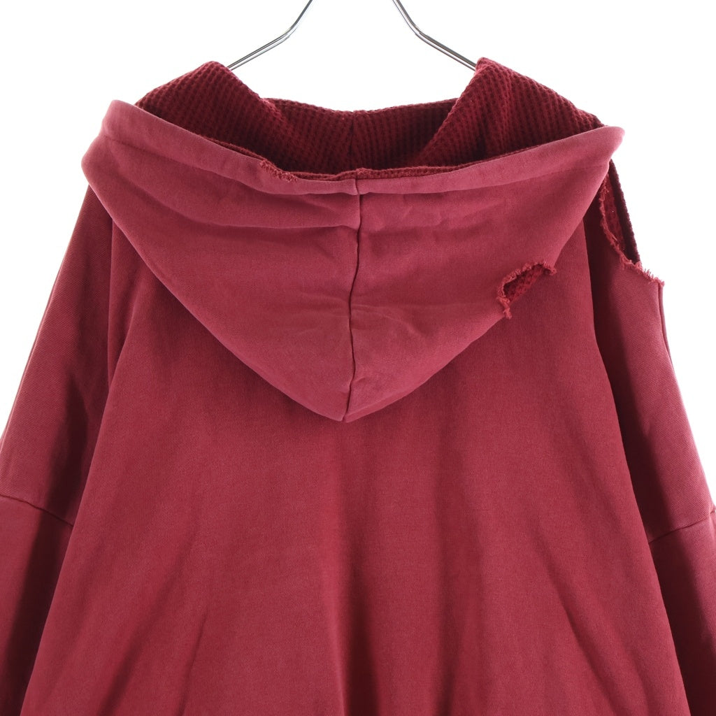 GEN_DAI(ゲンダイ) DAMAGE ZIP HOODIE ダメージ ジップアップフーディ レッド