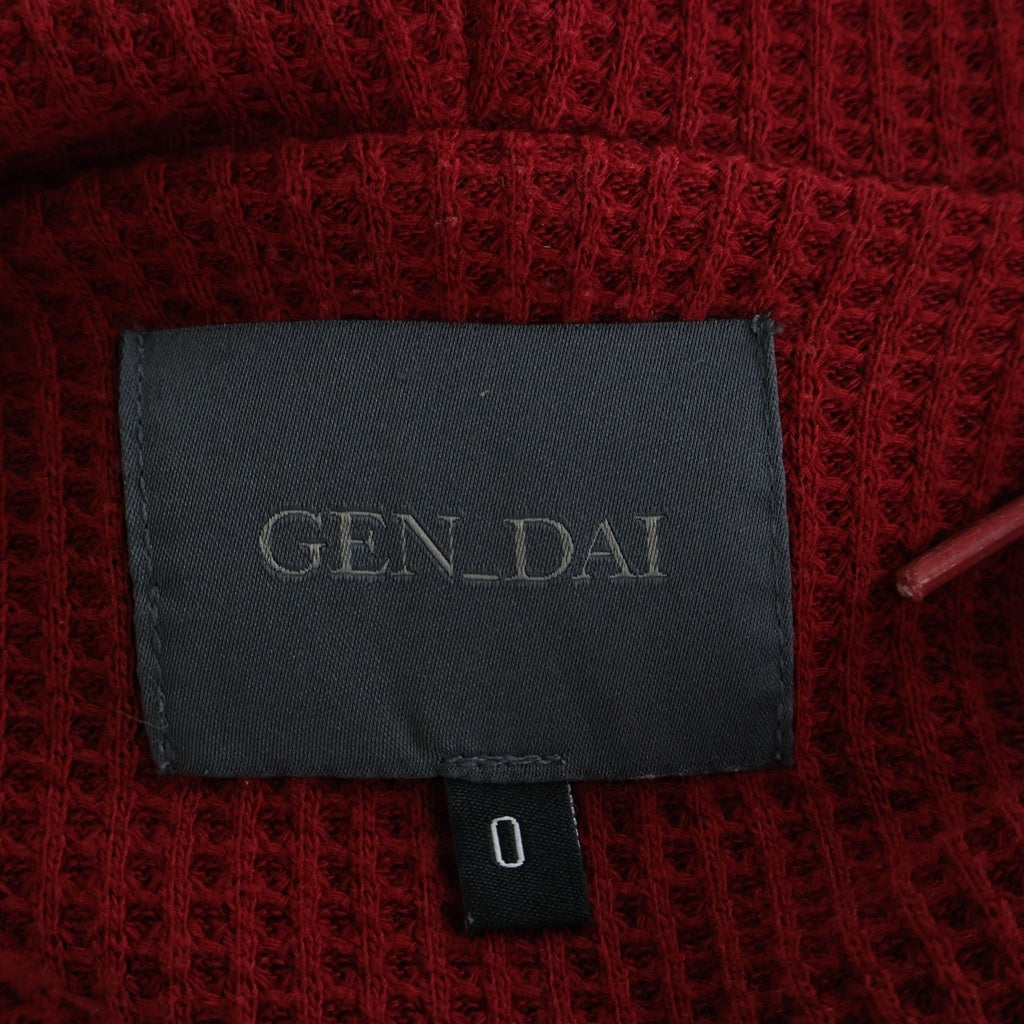 GEN_DAI(ゲンダイ) DAMAGE ZIP HOODIE ダメージ ジップアップフーディ レッド
